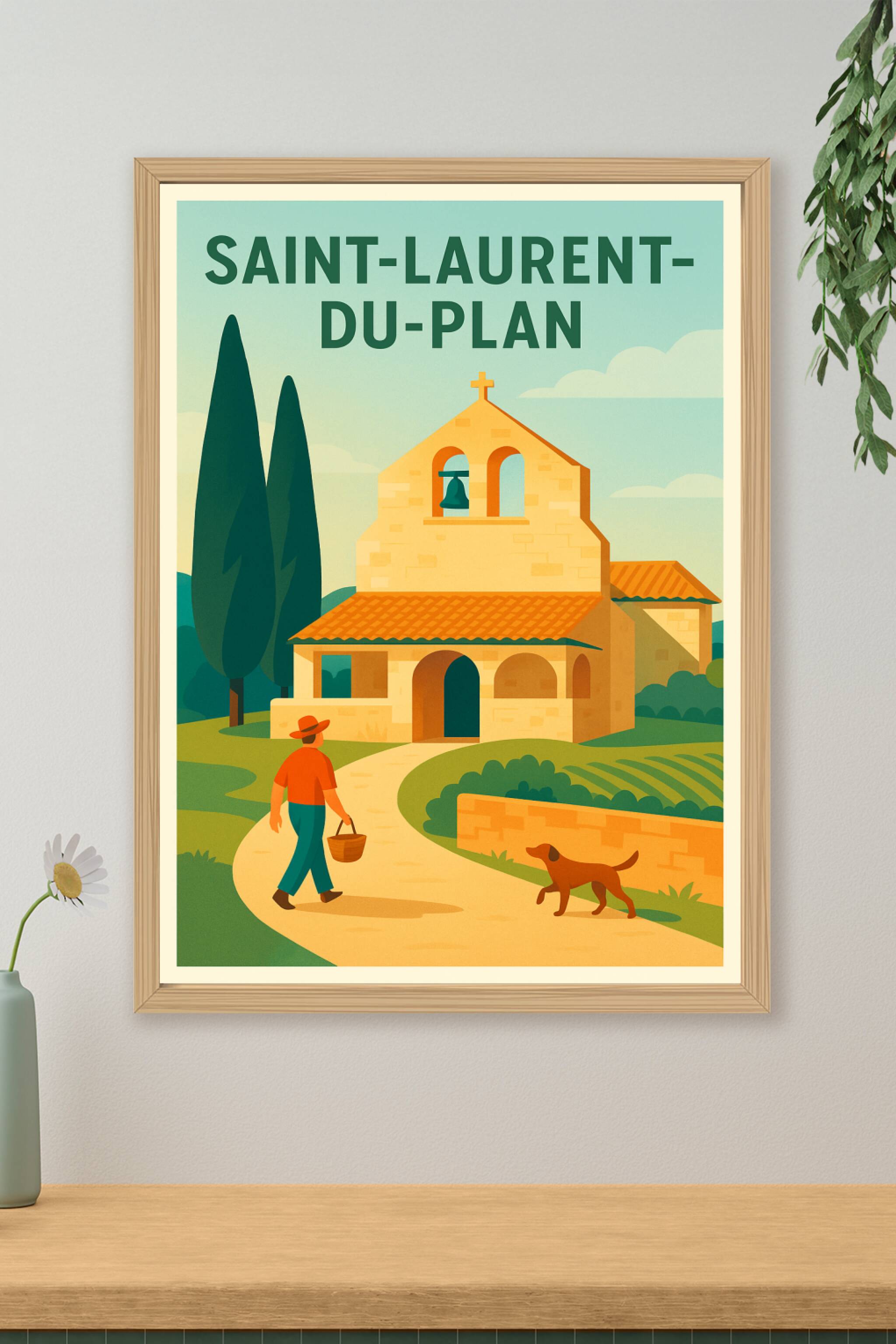 Affiche Saint-Laurent-du-Plan — Charme et sérénité en campagne · poster d'art de Saint-Laurent-du-Plan