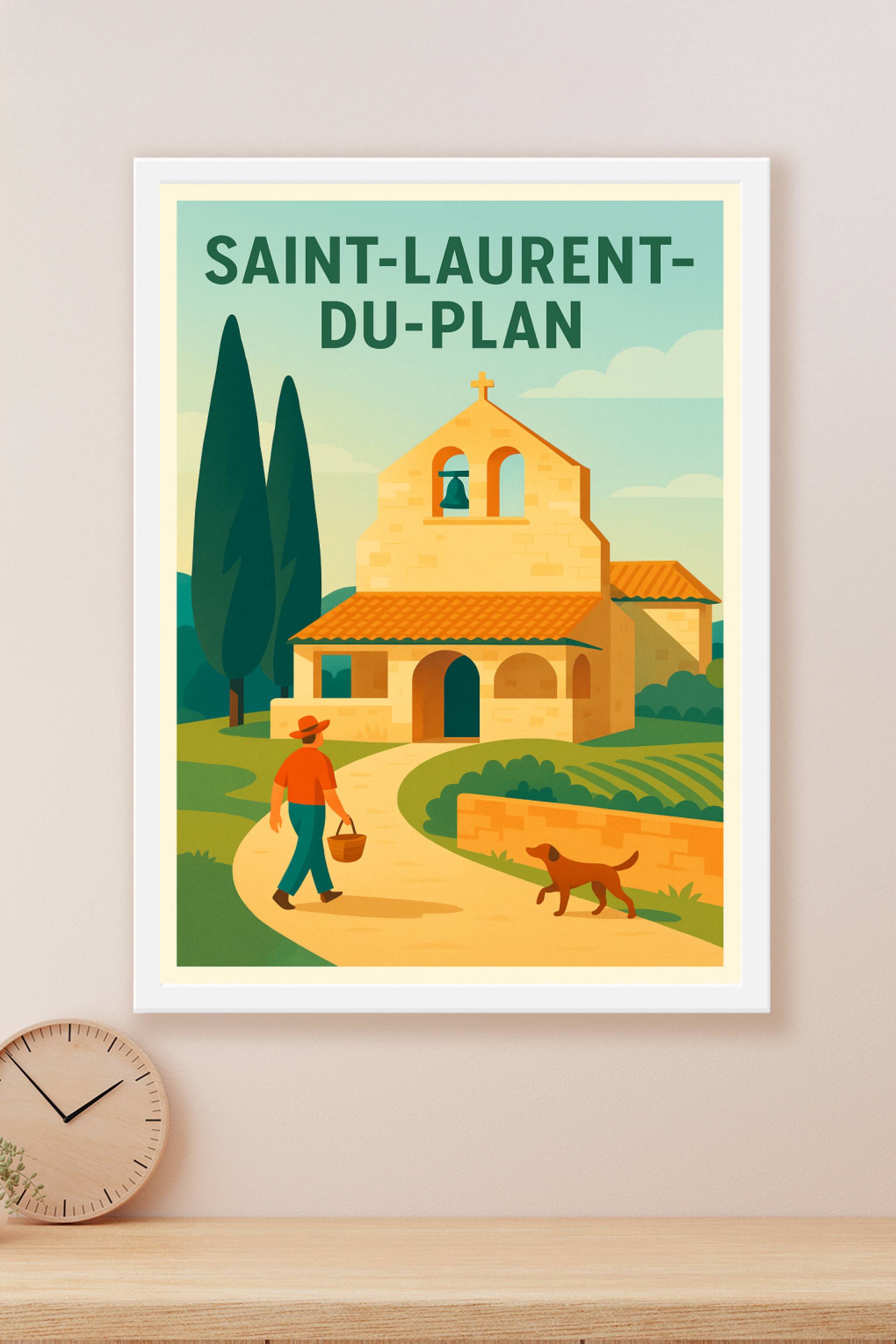 Affiche Saint-Laurent-du-Plan — Charme et sérénité en campagne · poster d'art de Saint-Laurent-du-Plan