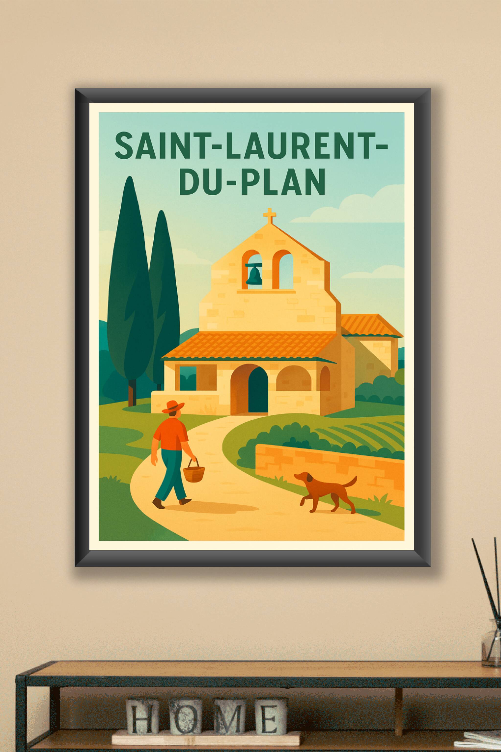 Affiche Saint-Laurent-du-Plan — Charme et sérénité en campagne · poster d'art de Saint-Laurent-du-Plan