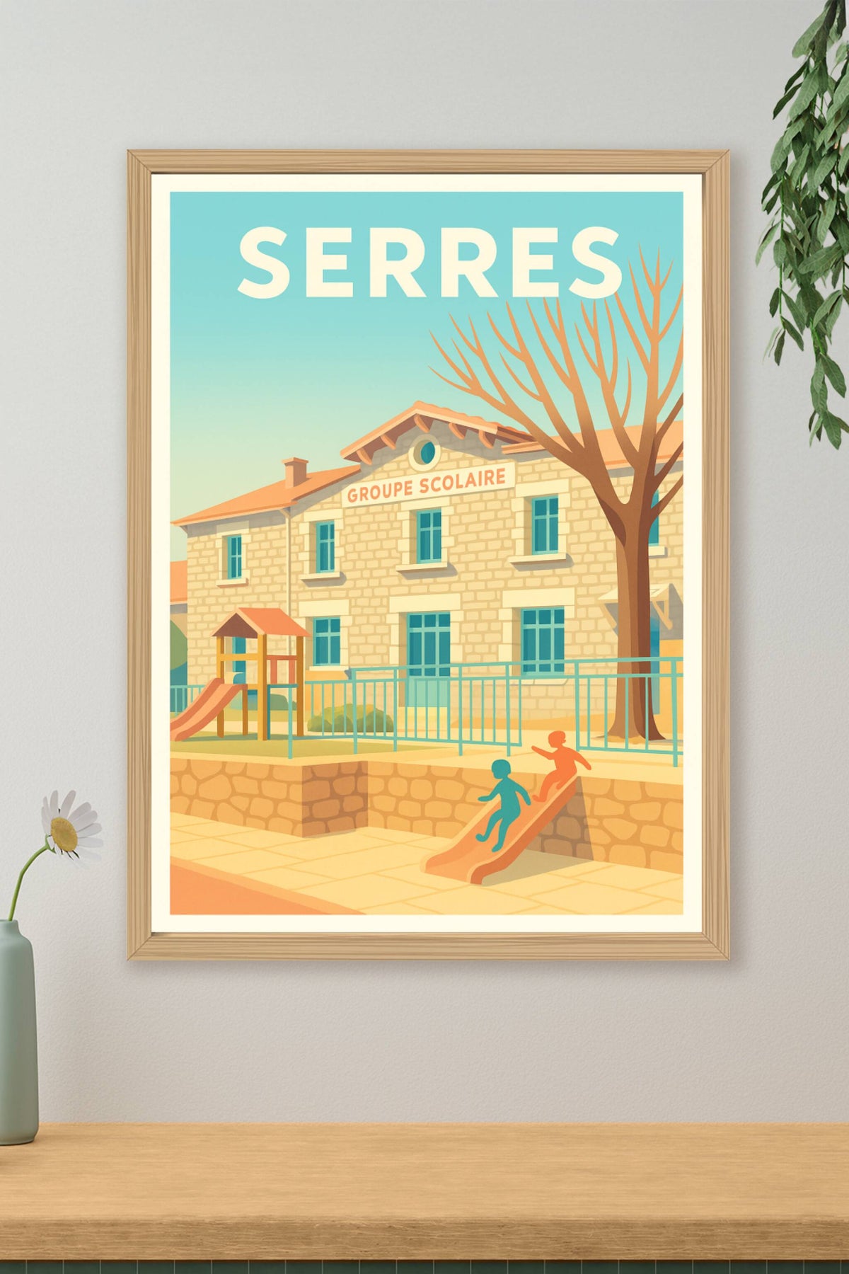Affiche Serres — L'école au cœur de la vie locale · poster d'art de Serres