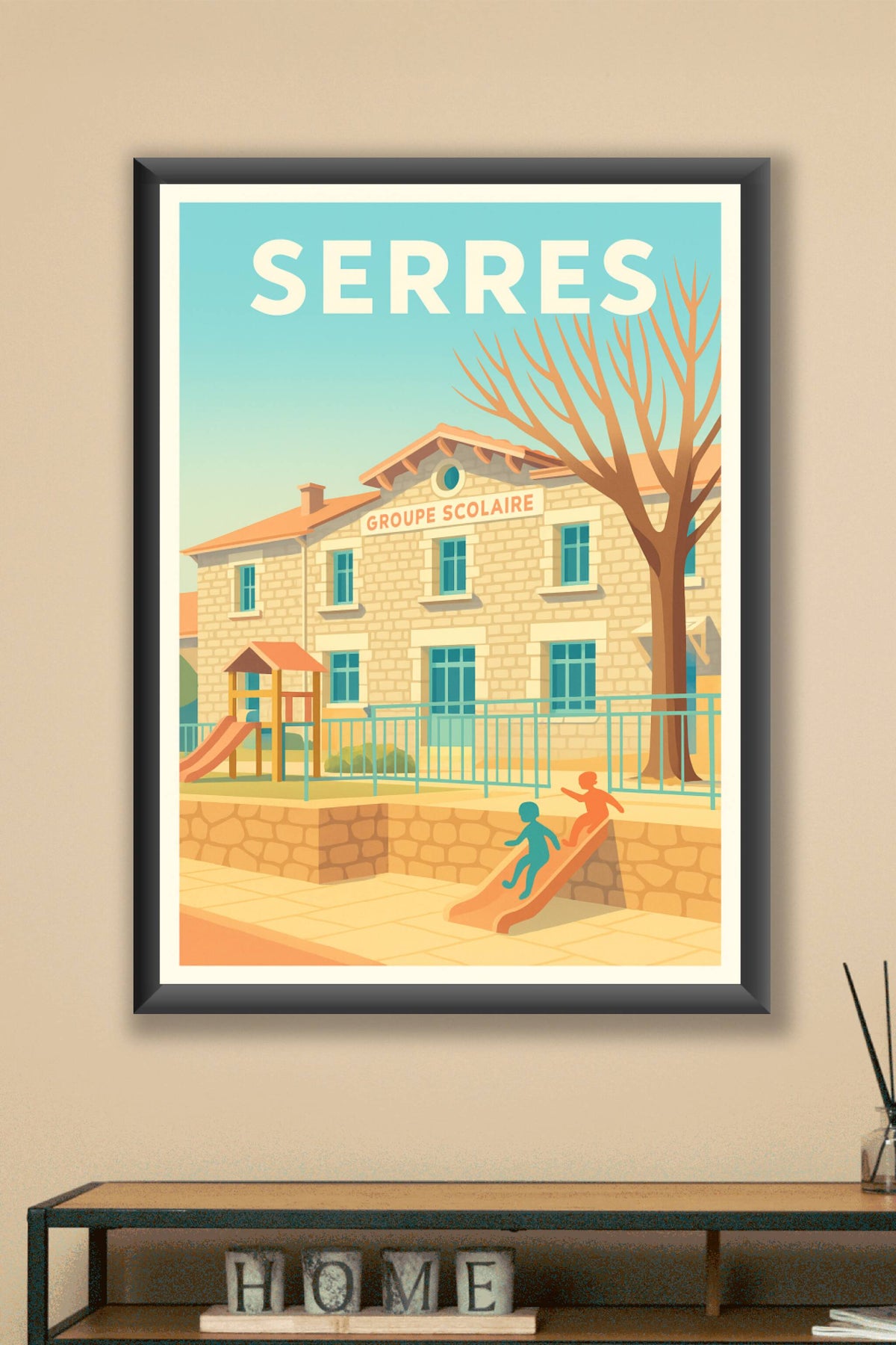 Affiche Serres — L'école au cœur de la vie locale · poster d'art de Serres