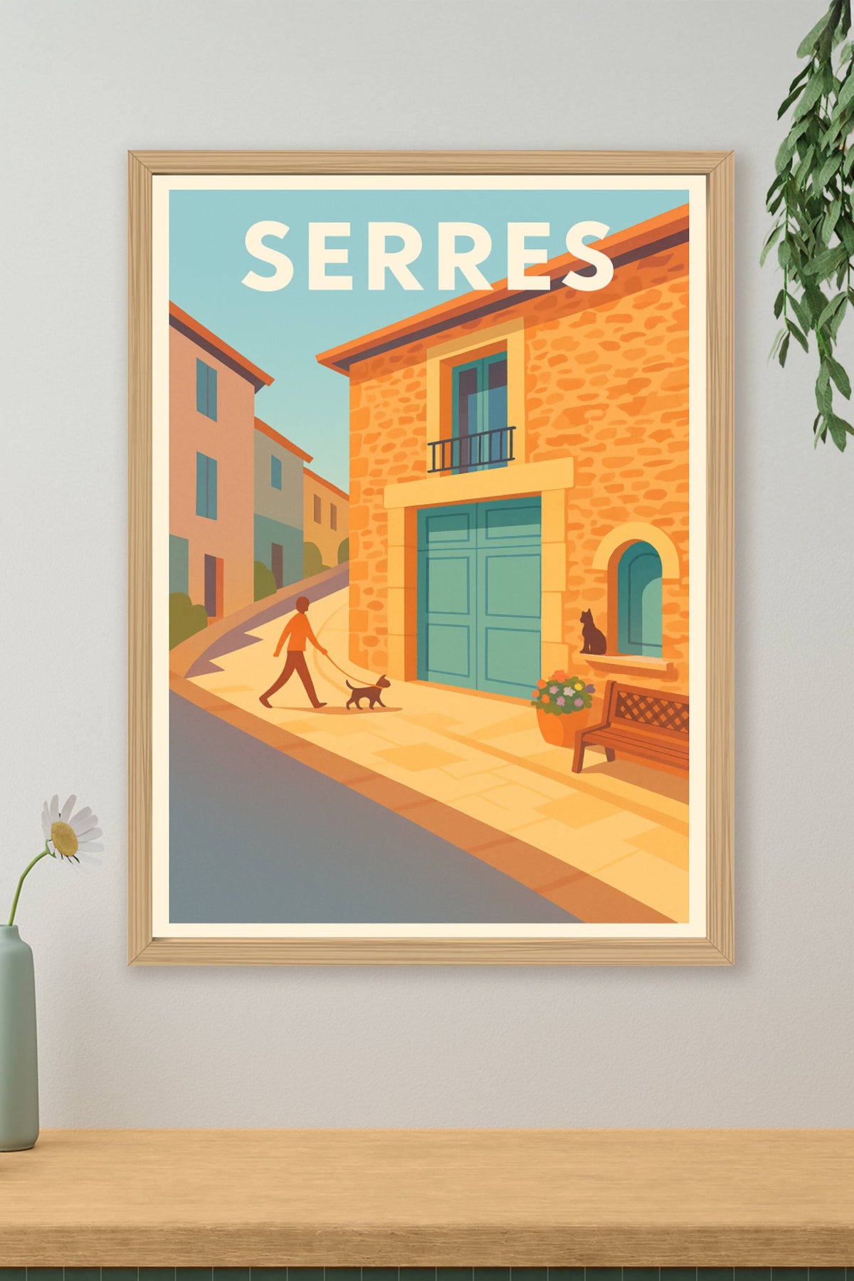 Affiche Serres — Charme tranquille d'un village provençal · poster d'art de Serres