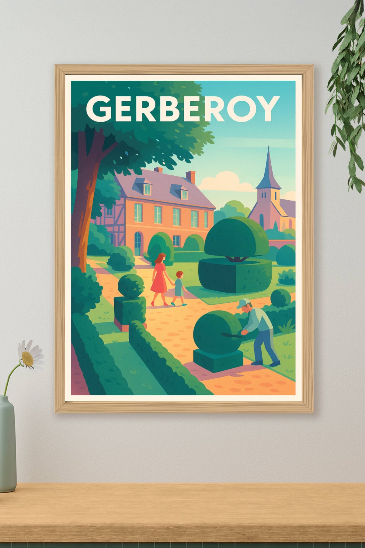 Affiche Gerberoy — Charme et Sérénité d'un Jardin à la Française · poster d'art de Gerberoy