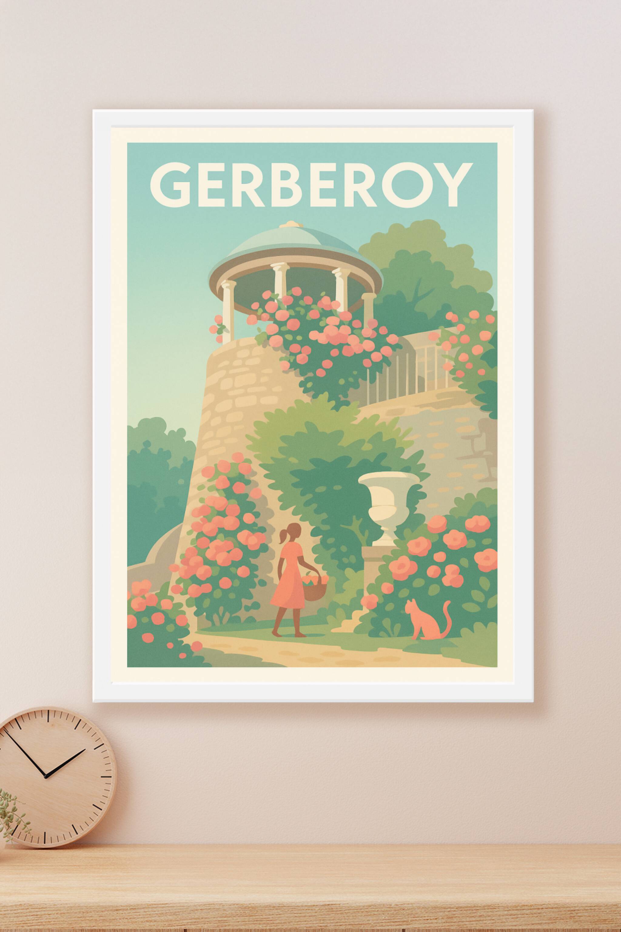 Affiche Gerberoy — Charme bucolique et jardin fleuri · poster d'art de Gerberoy