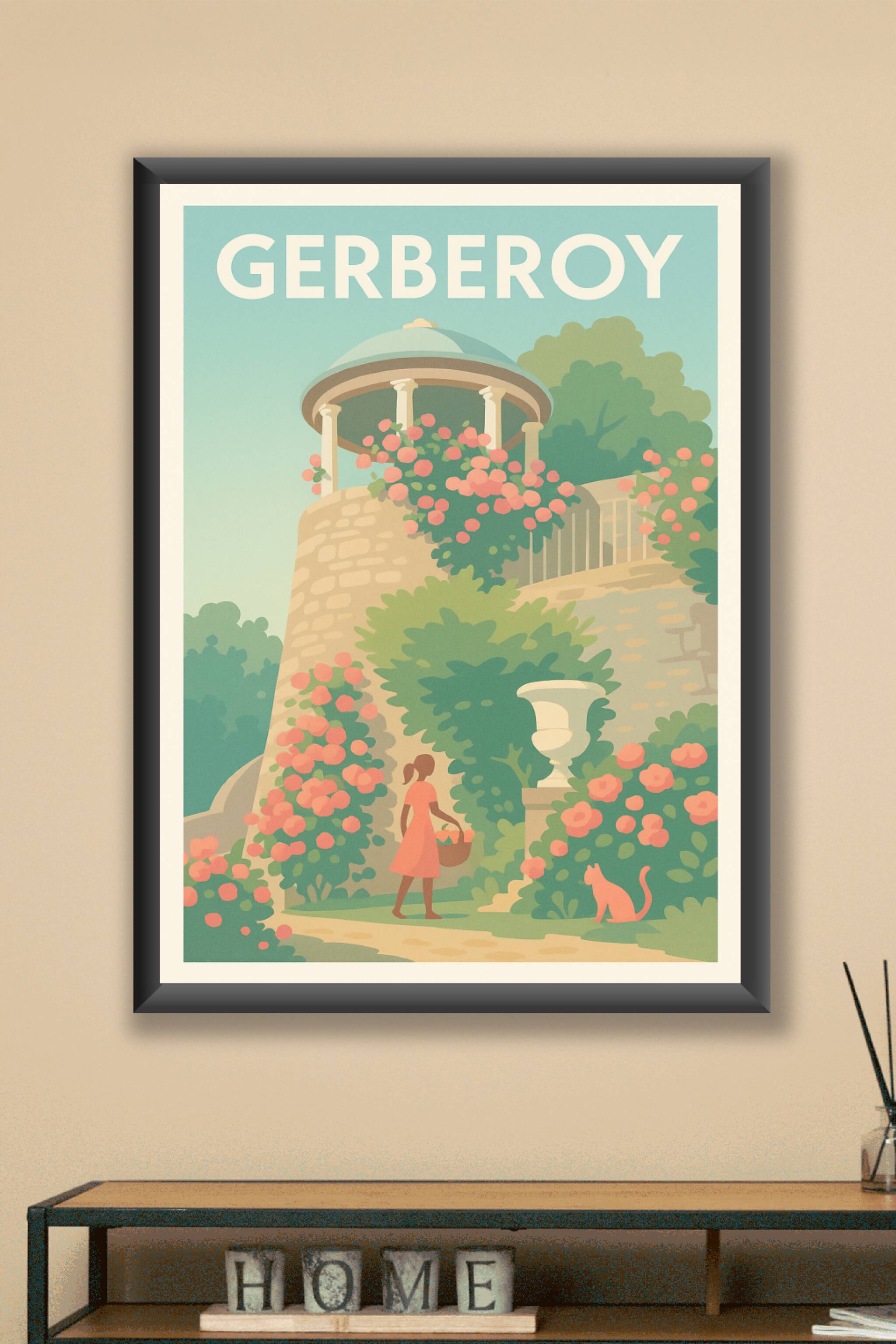 Affiche Gerberoy — Charme bucolique et jardin fleuri · poster d'art de Gerberoy
