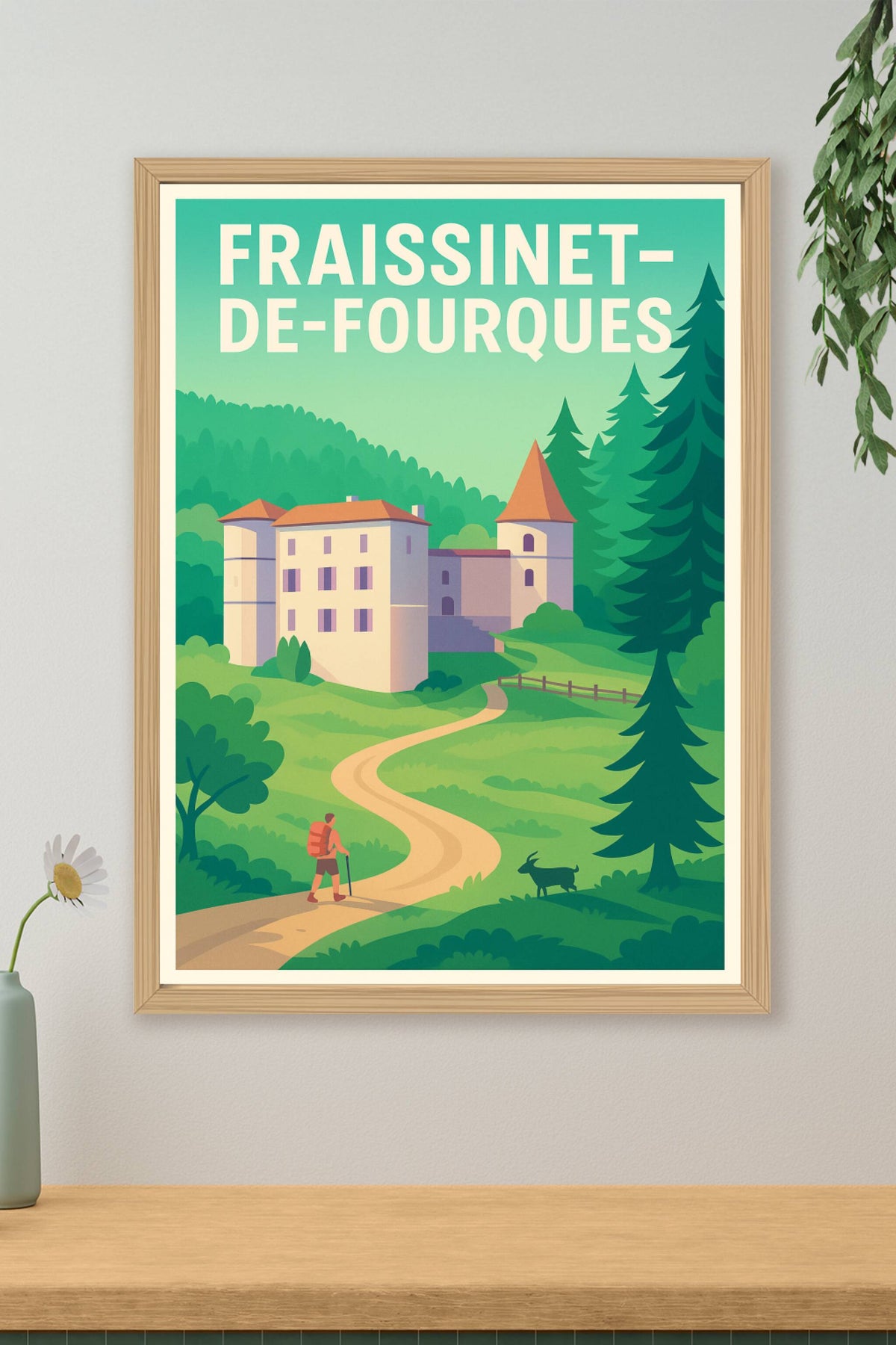 Affiche Fraissinet-de-Fourques — Évasion nature et patrimoine · poster d'art de Fraissinet-de-Fourques