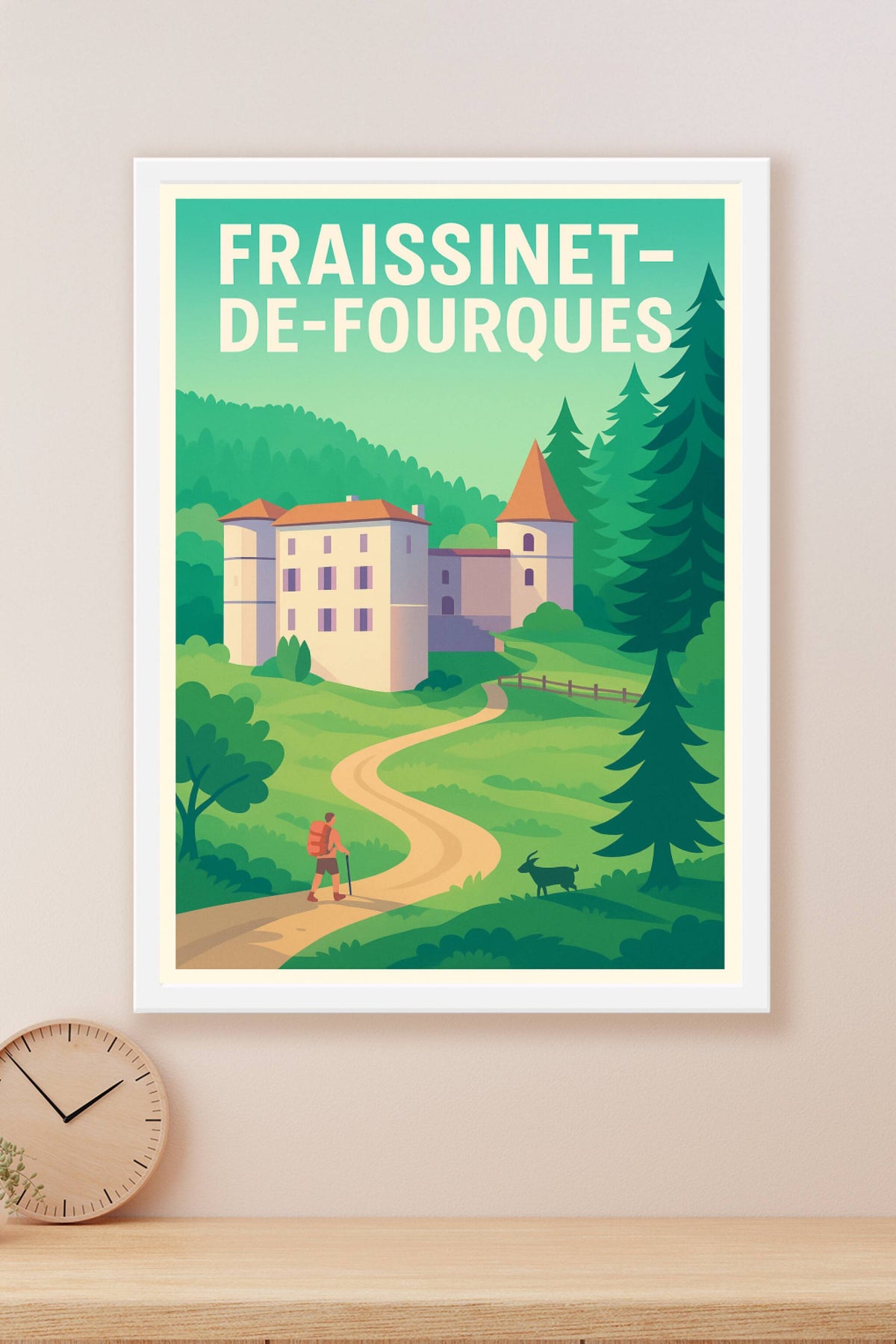 Affiche Fraissinet-de-Fourques — Évasion nature et patrimoine · poster d'art de Fraissinet-de-Fourques
