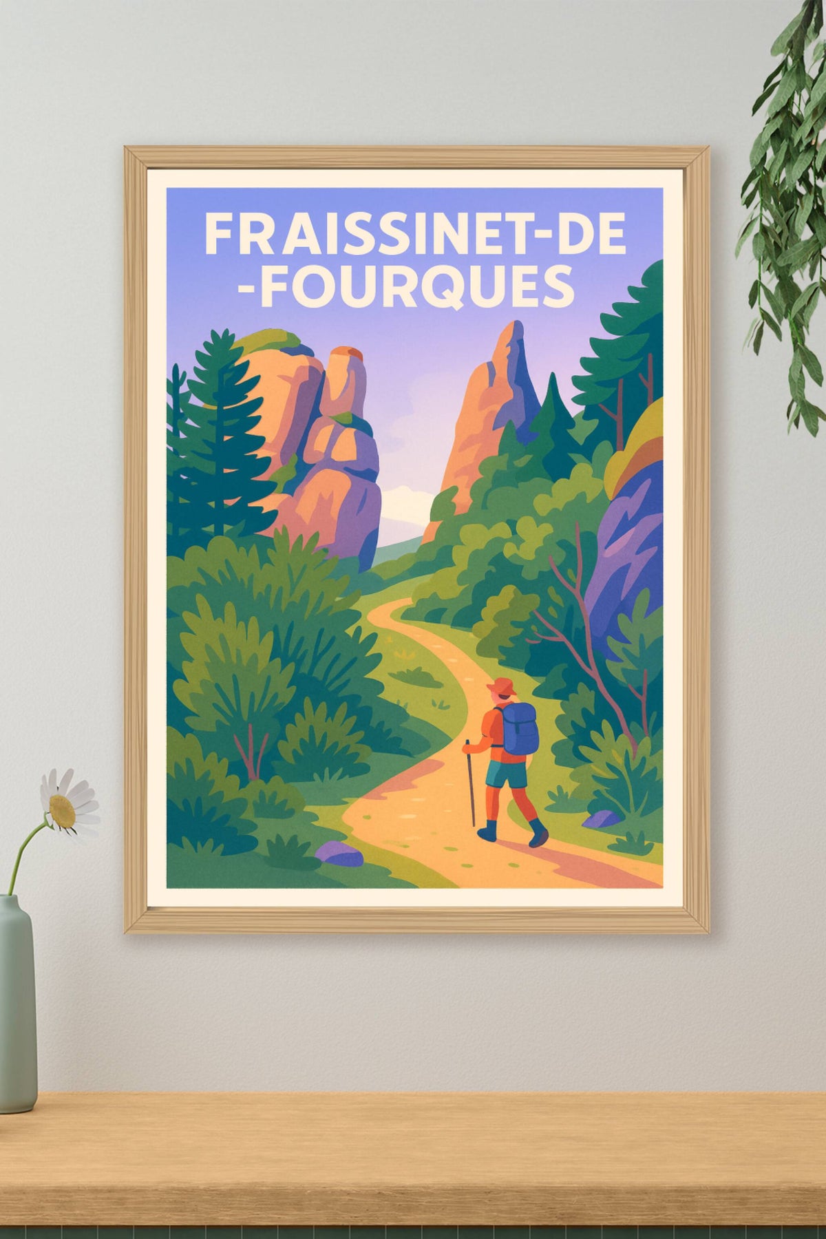 Affiche Fraissinet-de-Fourques — L’évasion au cœur des Gorges · poster d'art de Fraissinet-de-Fourques