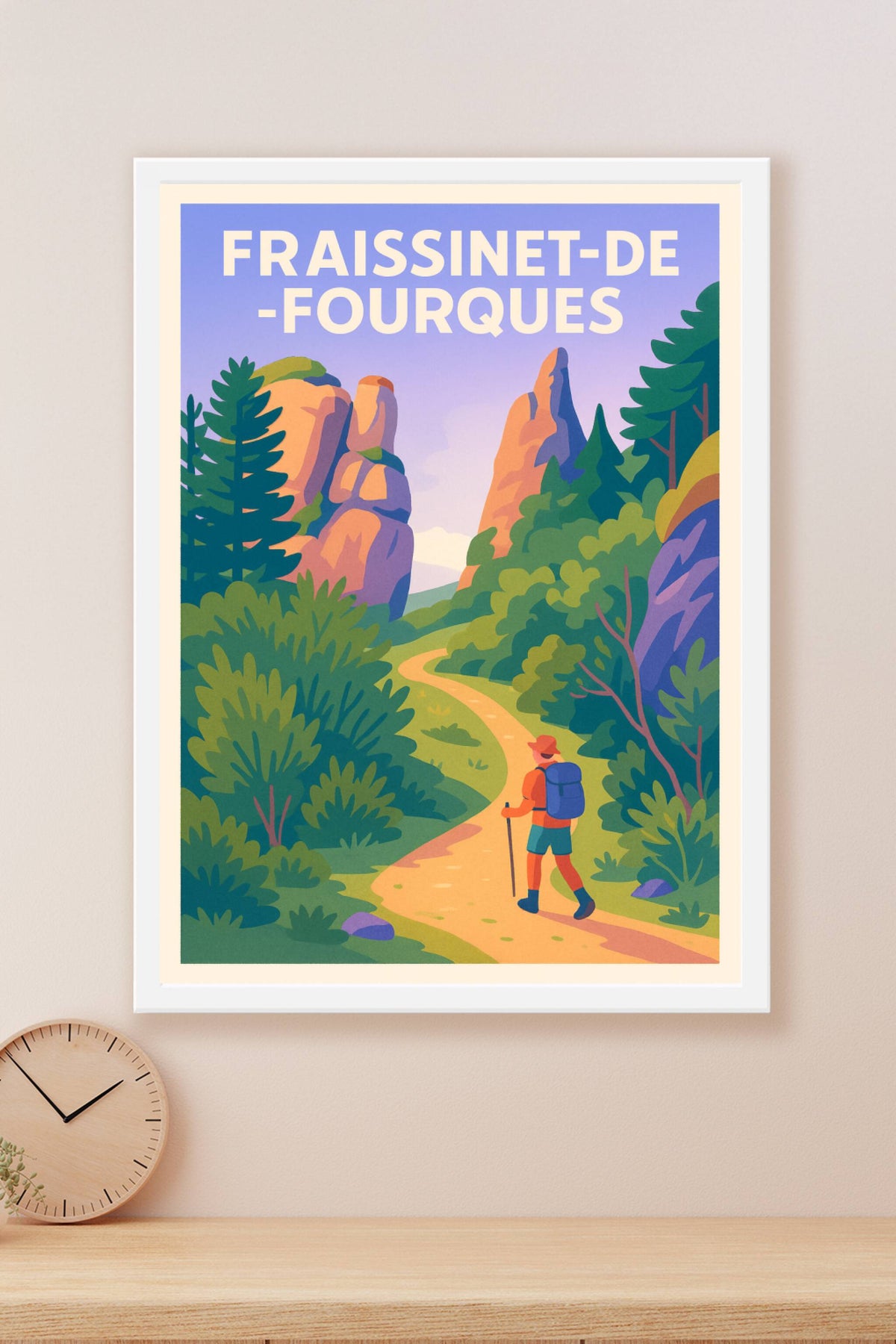Affiche Fraissinet-de-Fourques — L’évasion au cœur des Gorges · poster d'art de Fraissinet-de-Fourques