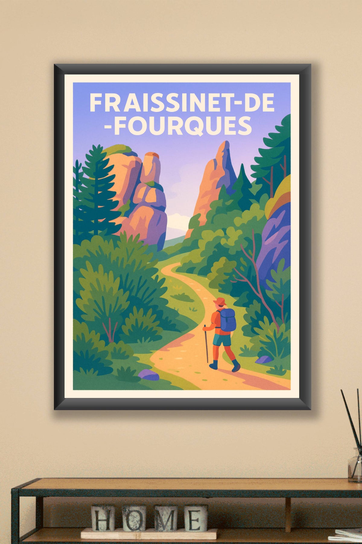 Affiche Fraissinet-de-Fourques — L’évasion au cœur des Gorges · poster d'art de Fraissinet-de-Fourques