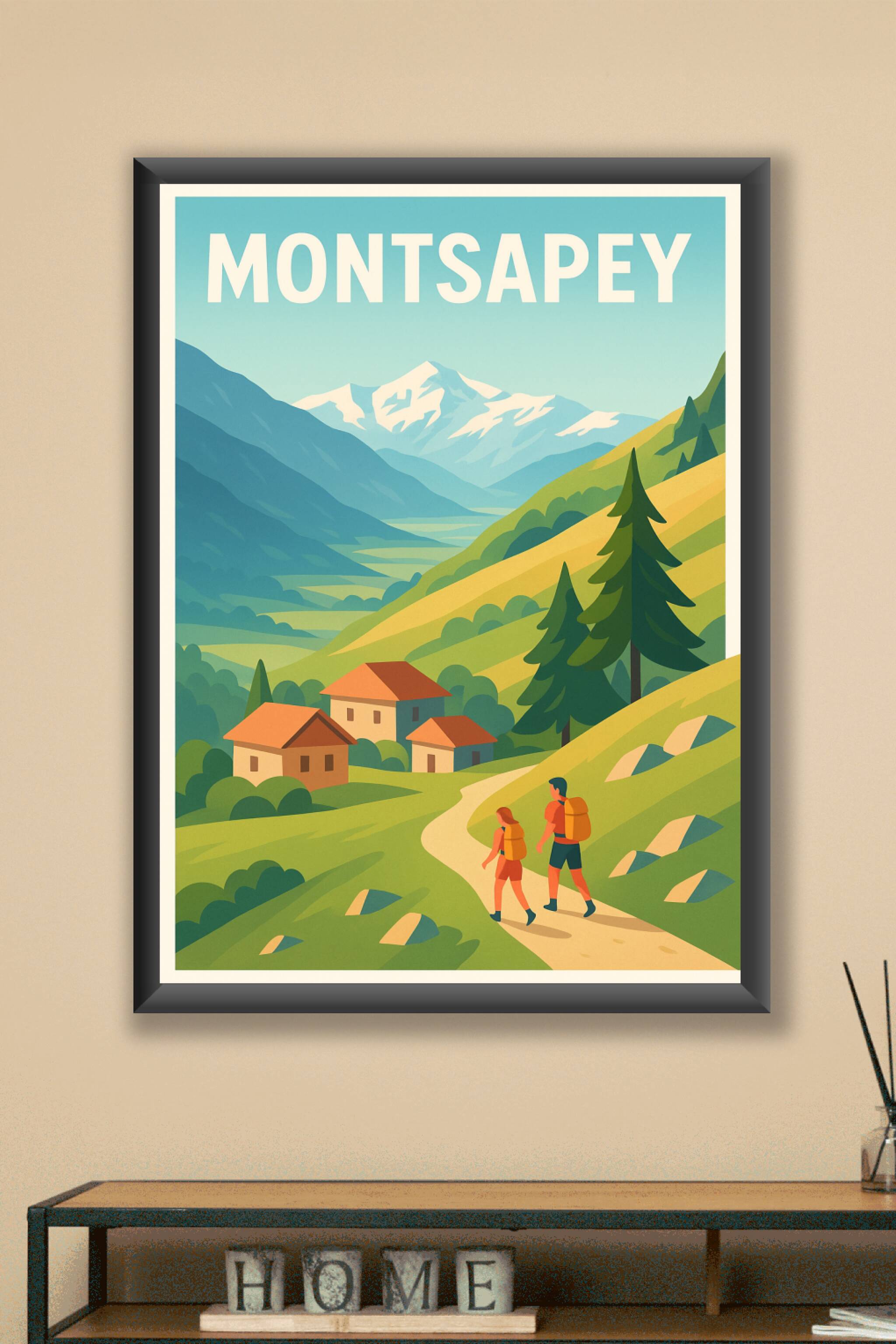 Affiche Montsapey — Évasion bucolique en montagne · poster d'art de Montsapey