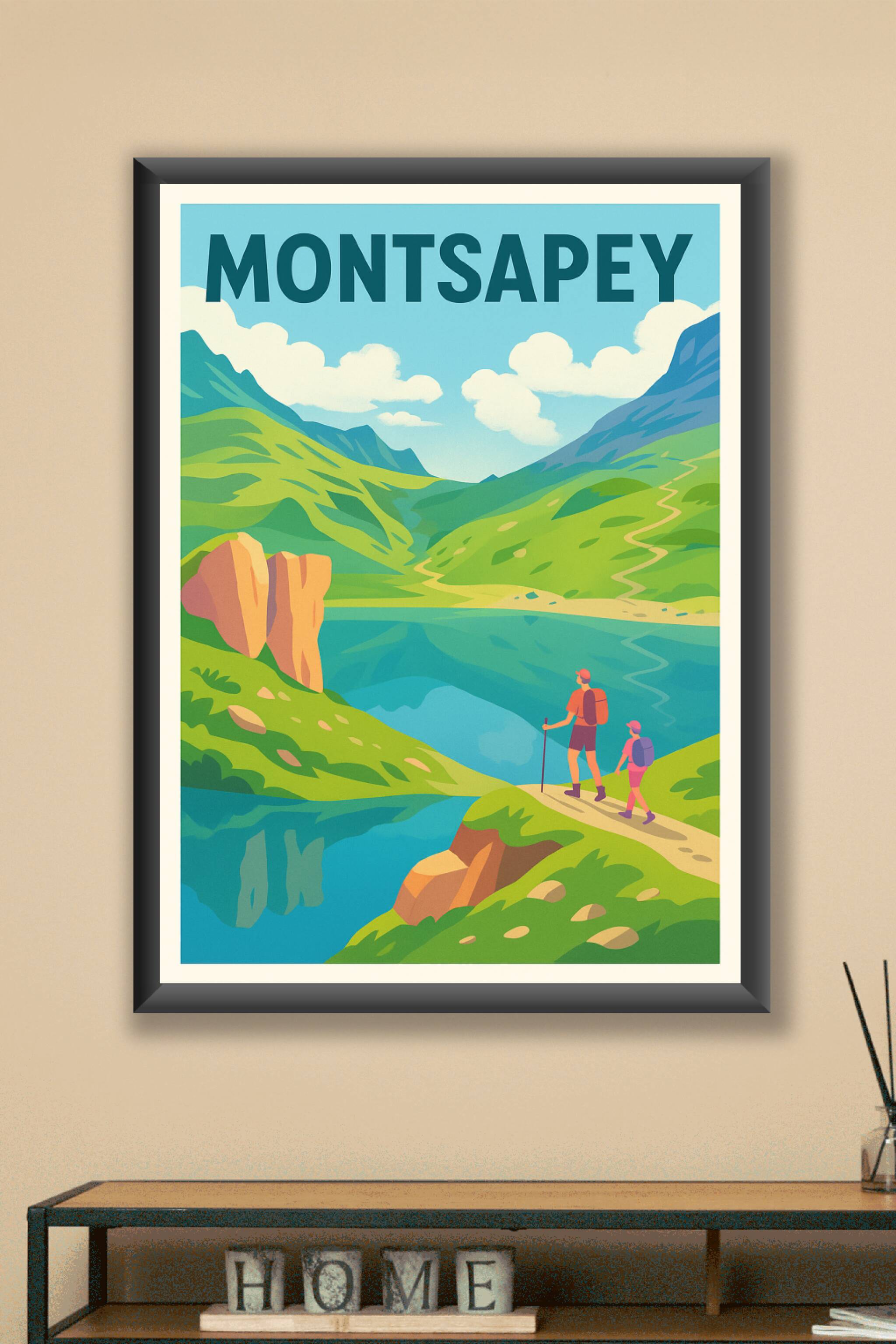 Affiche Montsapey — Invitation à la randonnée en montagne · poster d'art de Montsapey