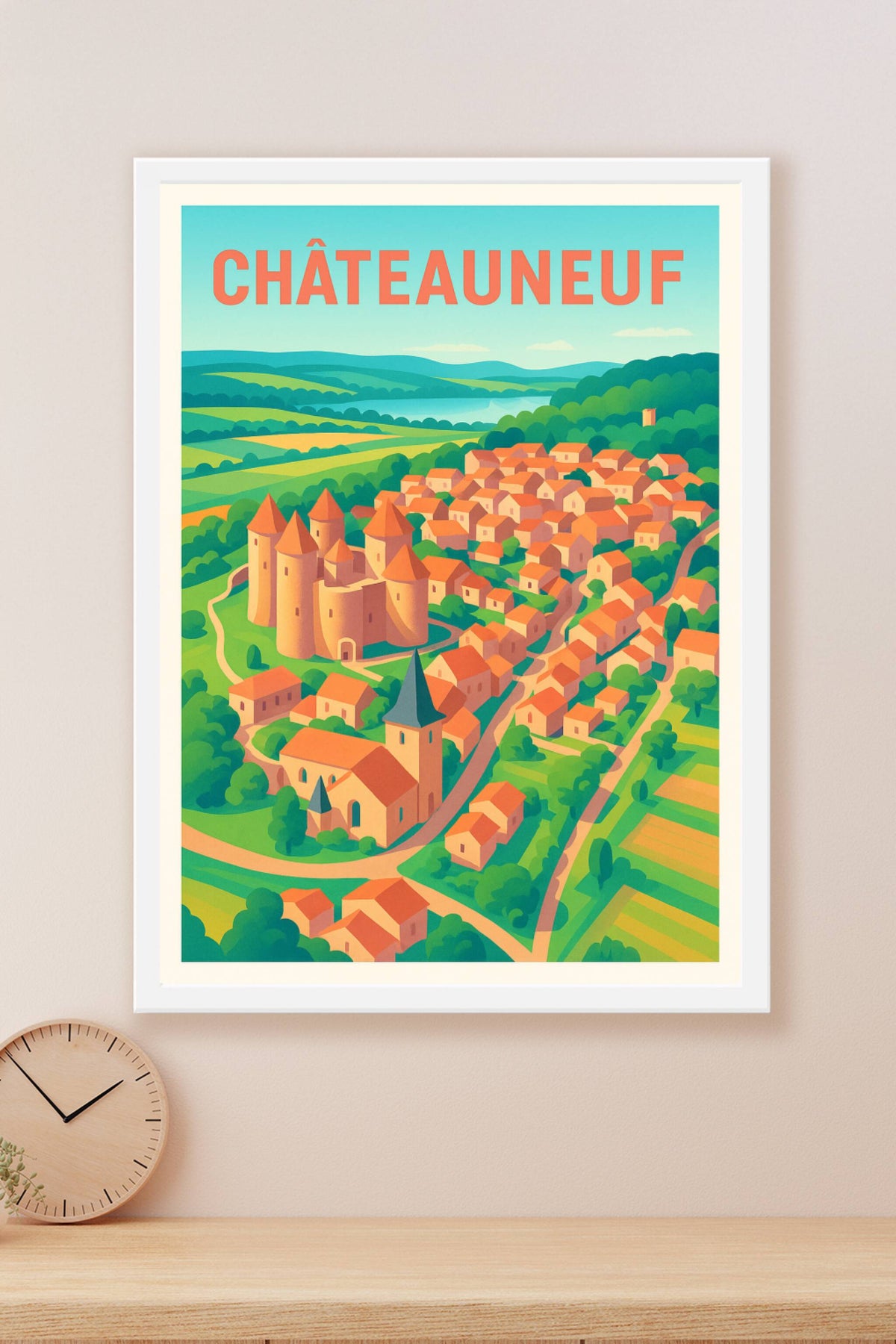 Affiche Châteauneuf — Village médiéval en lumière · poster d'art de Châteauneuf