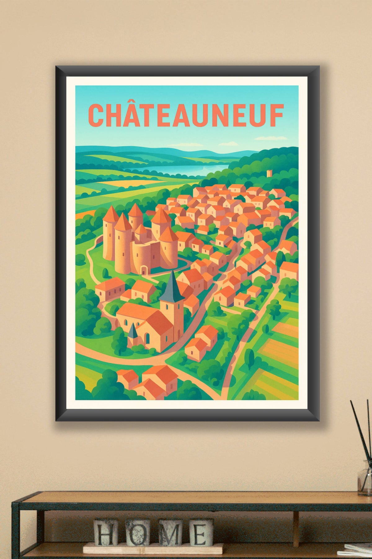Affiche Châteauneuf — Village médiéval en lumière · poster d'art de Châteauneuf