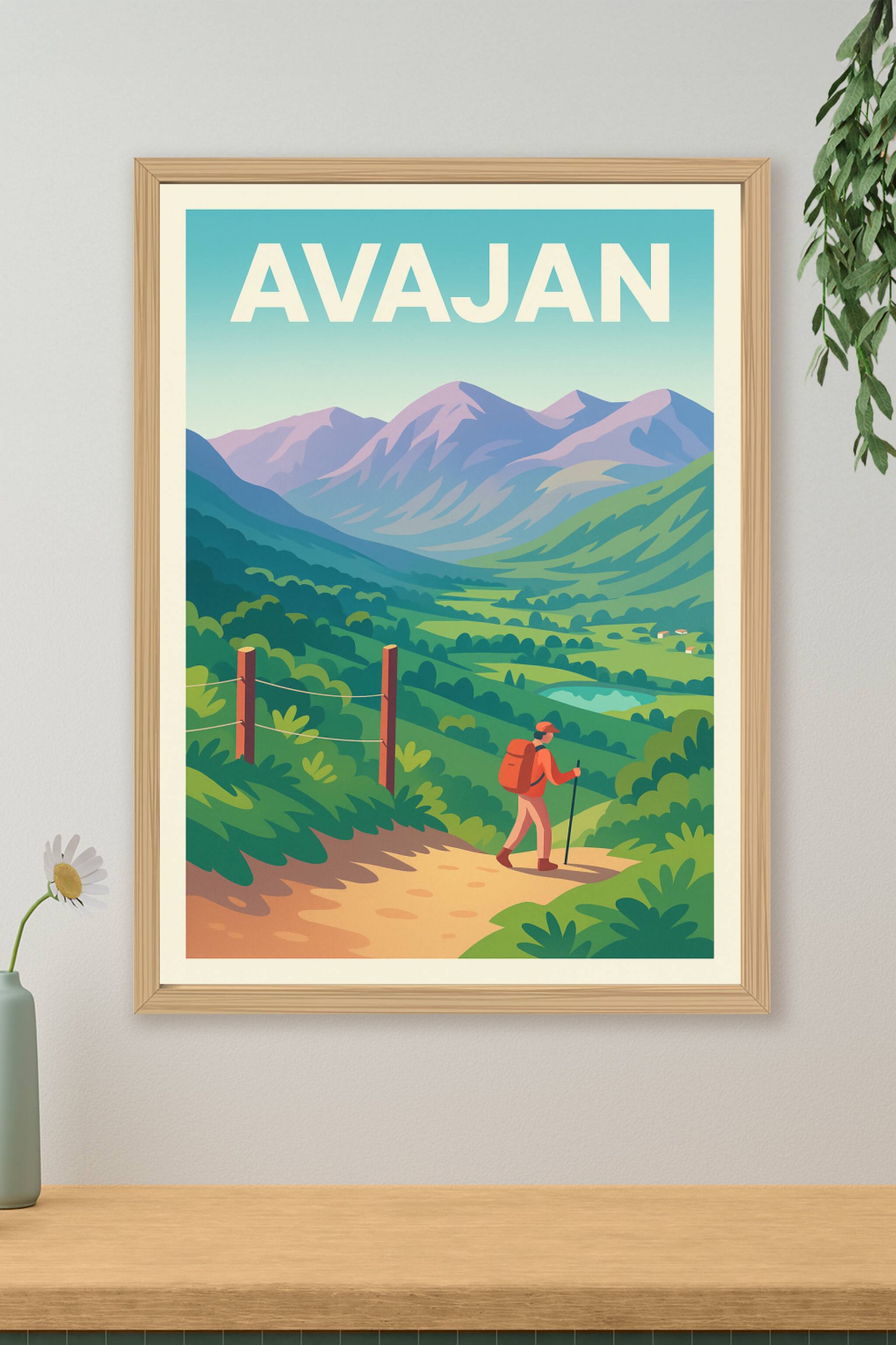 Affiche de Avajan - Invitation à la randonnée en vallée pyrénéenne