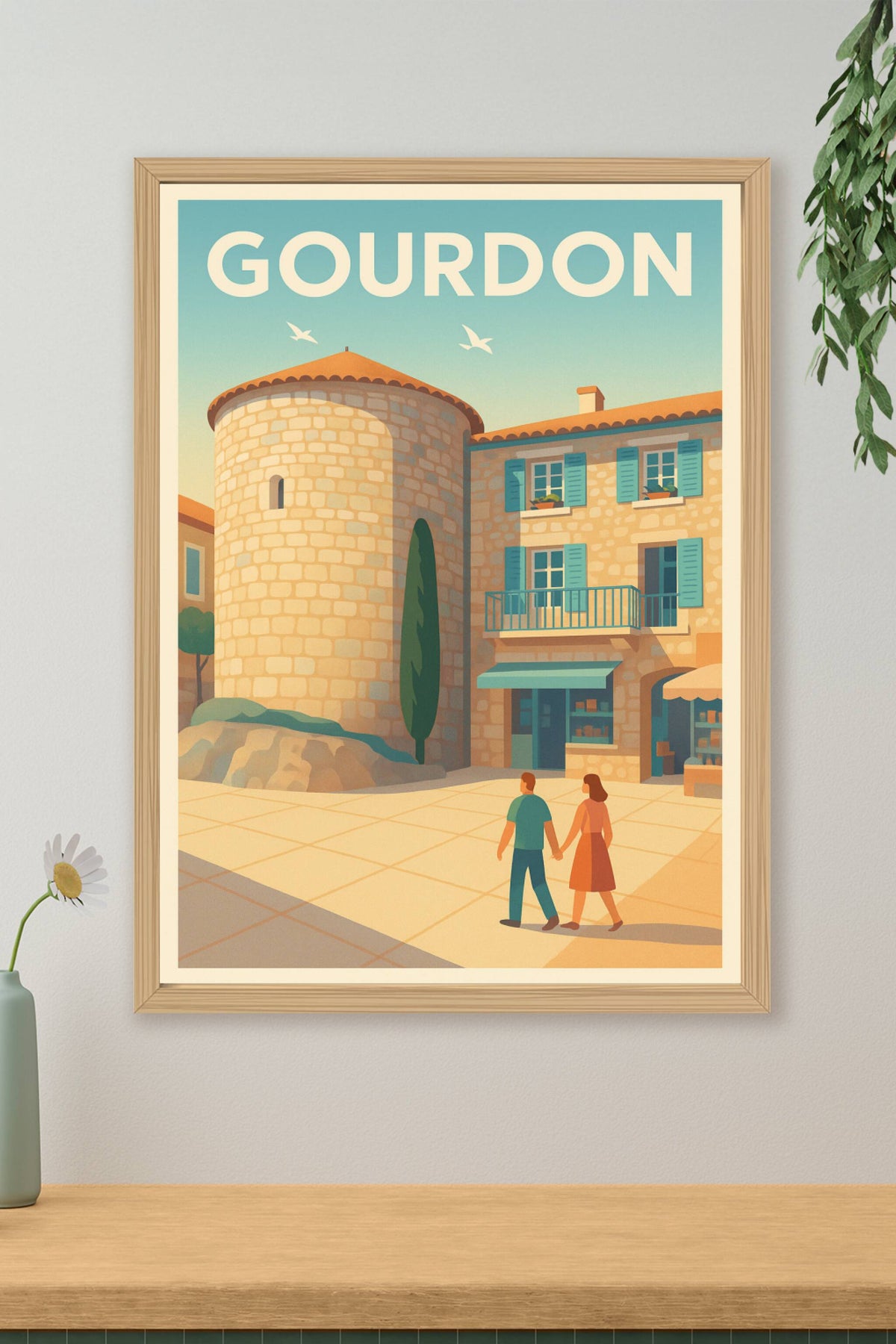 Affiche Gourdon — Charme médiéval et douceur provençale · poster d'art de Gourdon