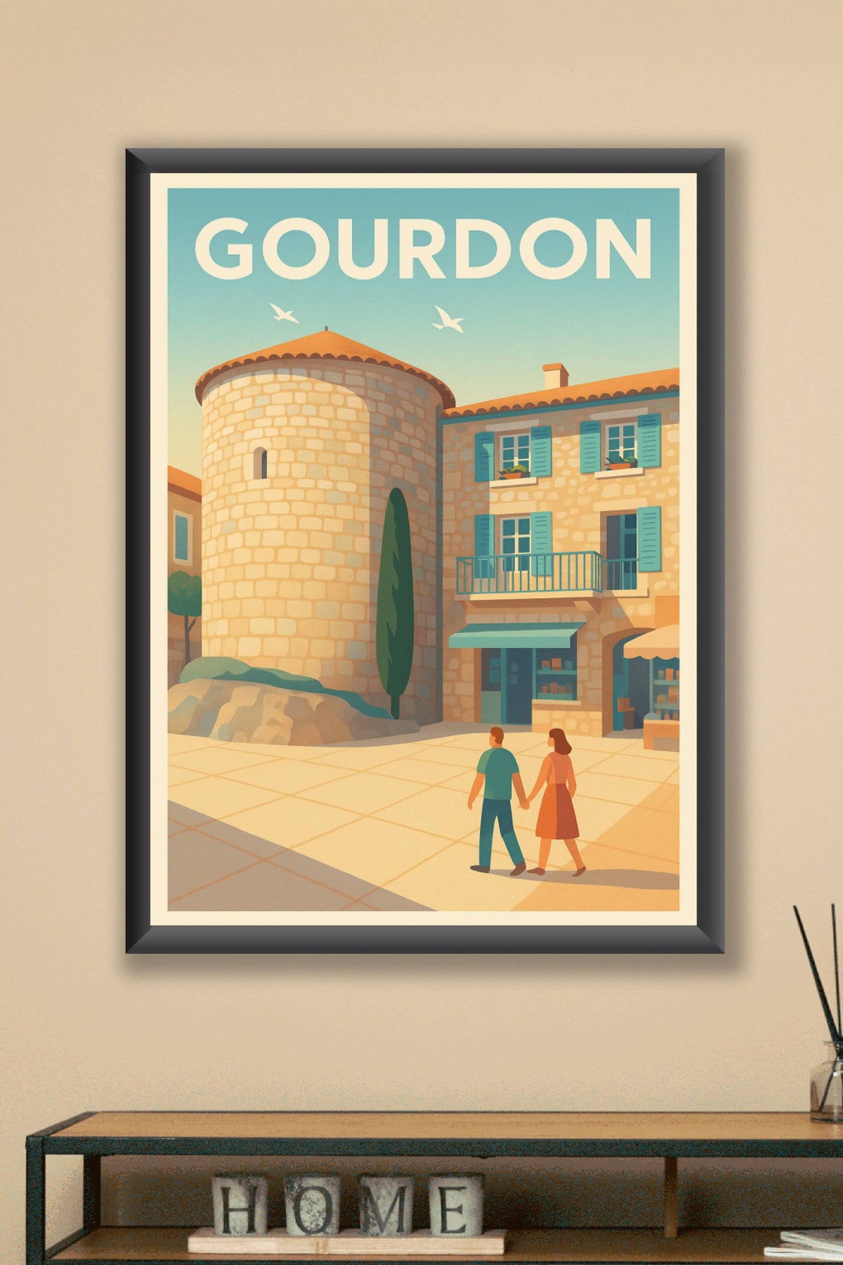 Affiche Gourdon — Charme médiéval et douceur provençale · poster d'art de Gourdon