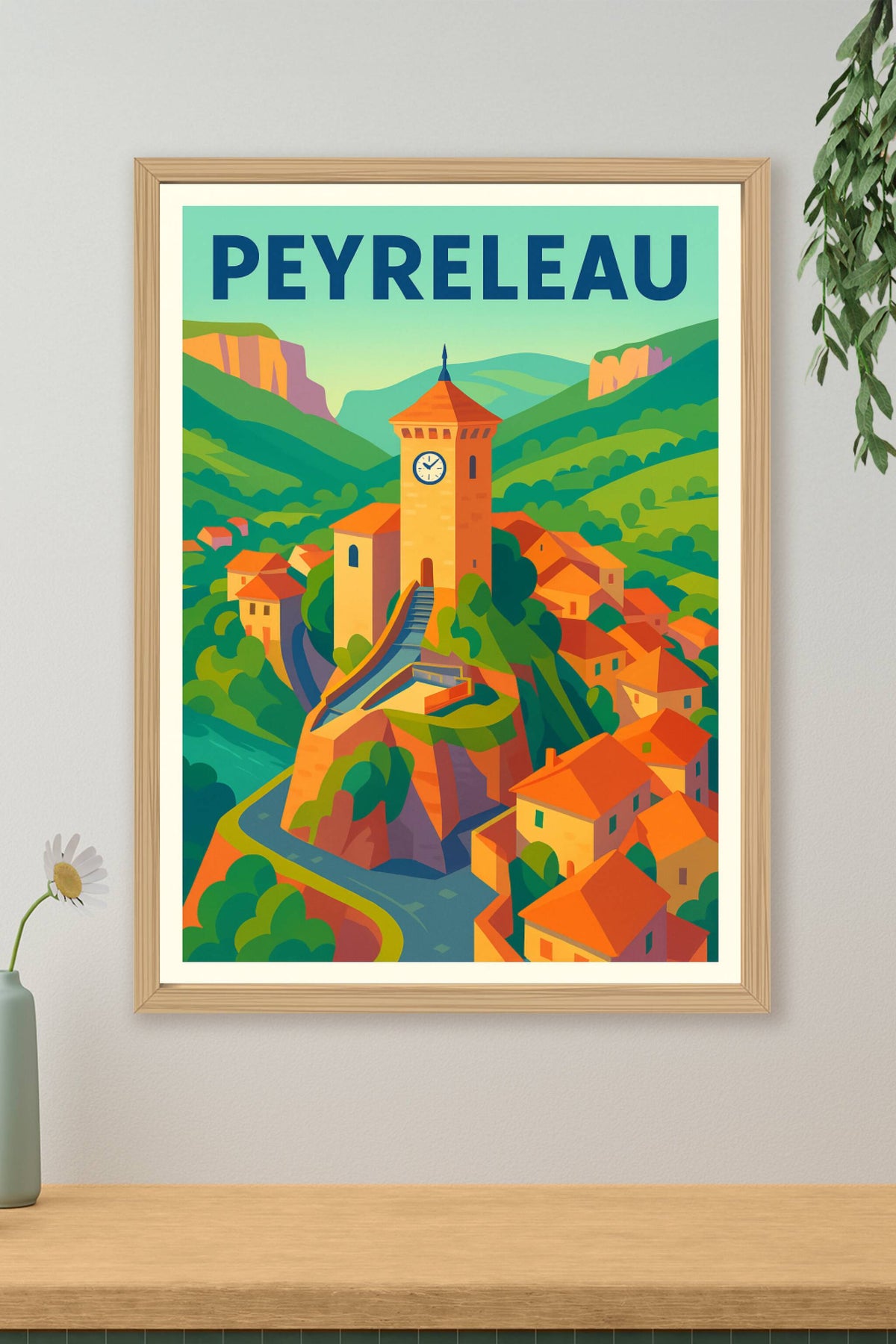 Affiche Peyreleau — Charme pittoresque au cœur des gorges · poster d'art de Peyreleau