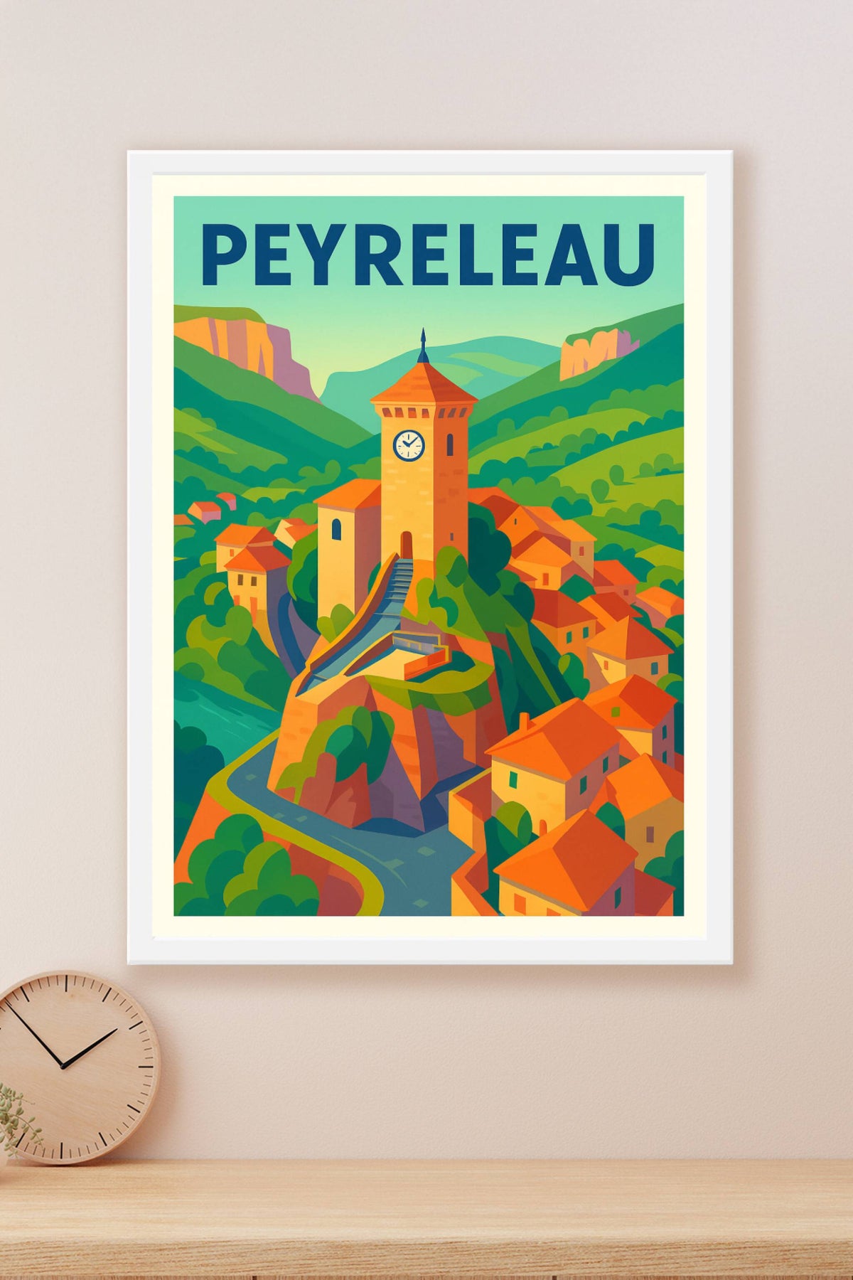 Affiche Peyreleau — Charme pittoresque au cœur des gorges · poster d'art de Peyreleau