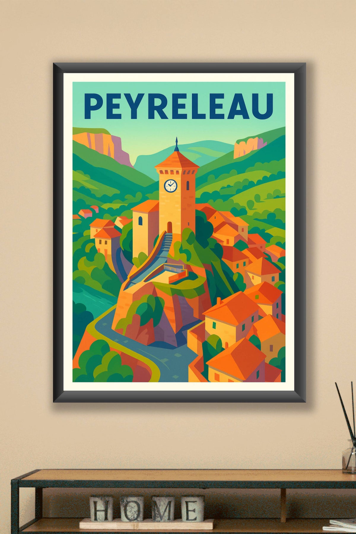 Affiche Peyreleau — Charme pittoresque au cœur des gorges · poster d'art de Peyreleau
