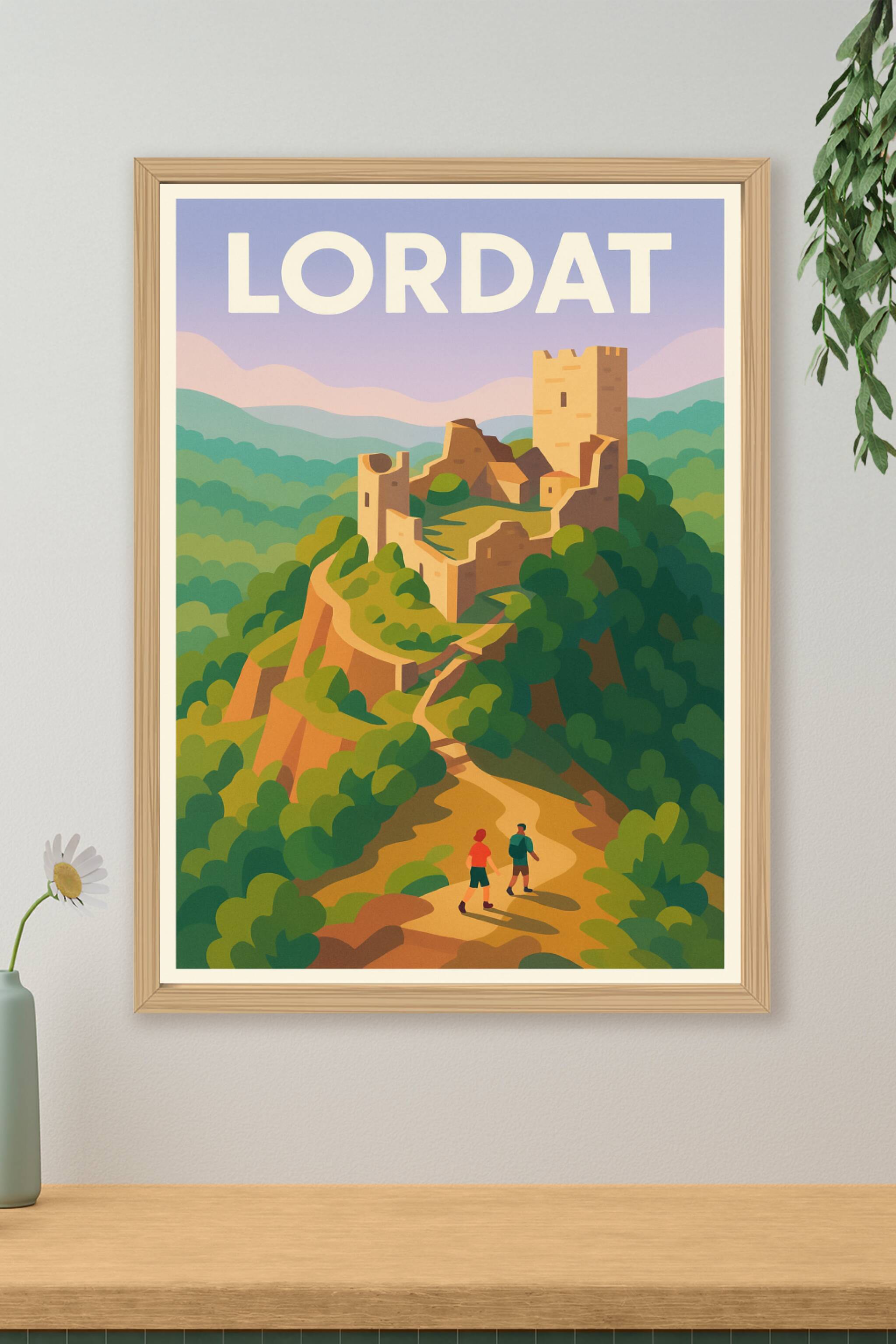 Affiche Lordat — Aventure et patrimoine au cœur des Pyrénées · poster d'art de Lordat