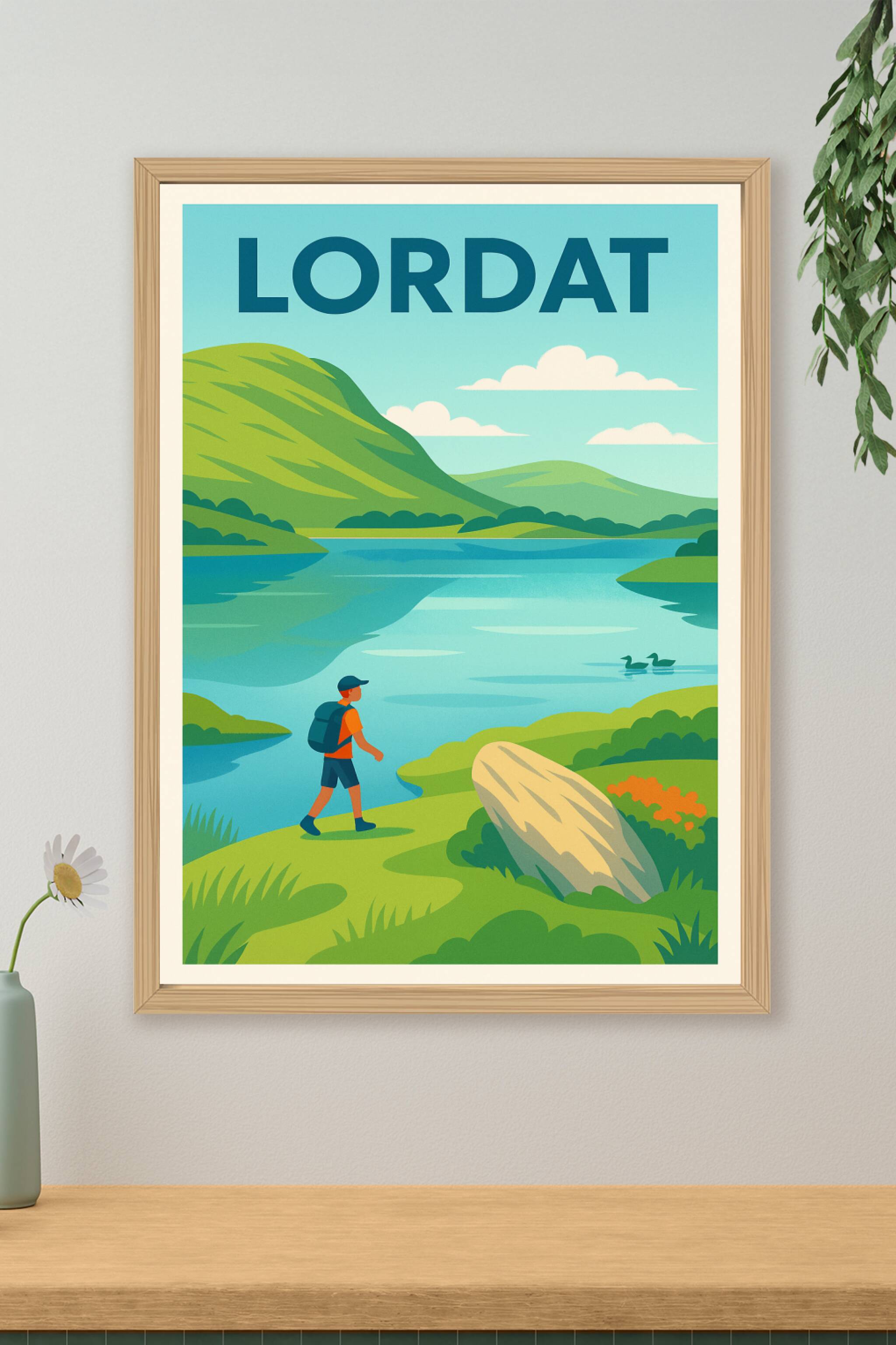 Affiche Lordat — Évasion nature au bord de l'eau · poster d'art de Lordat