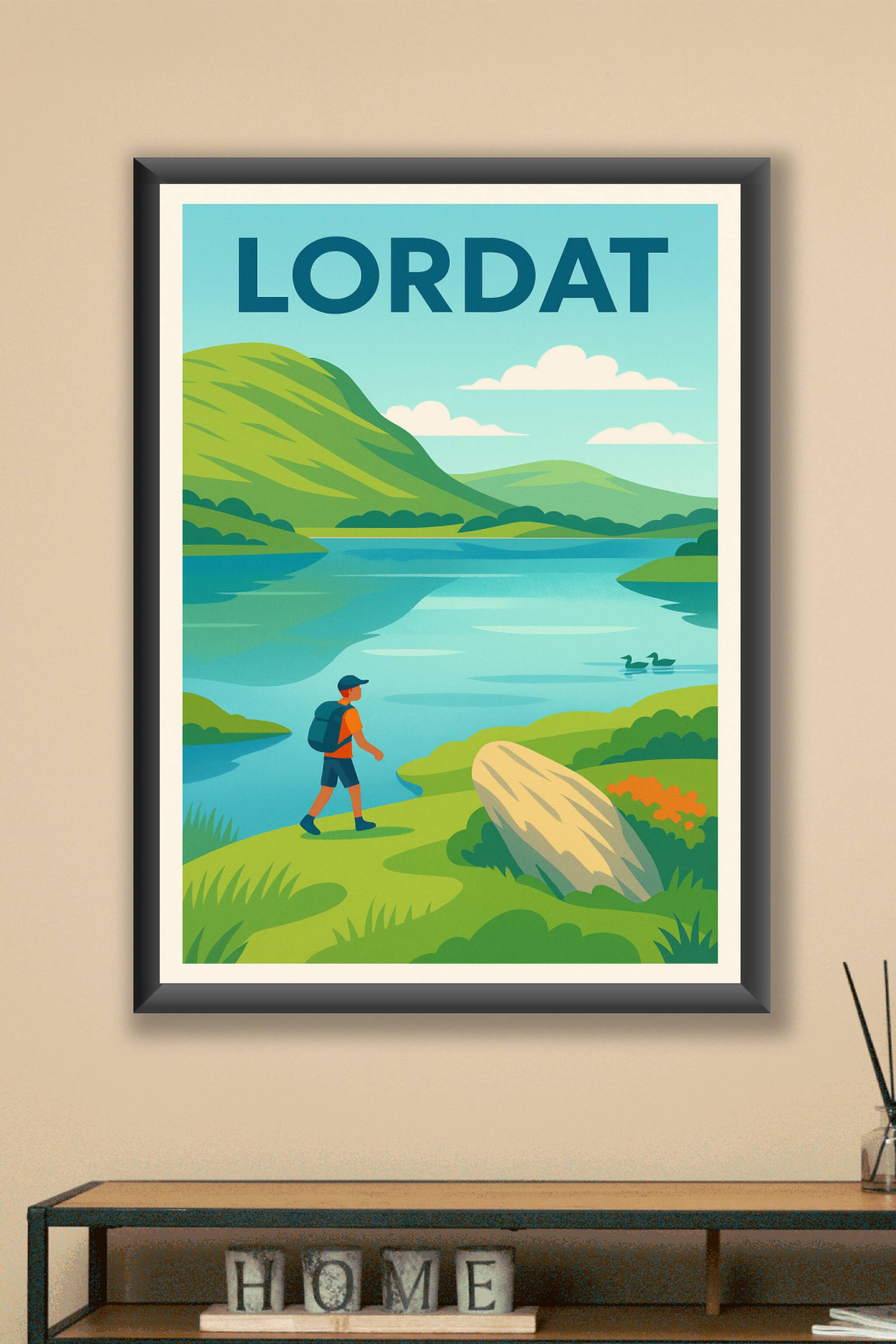 Affiche Lordat — Évasion nature au bord de l'eau · poster d'art de Lordat