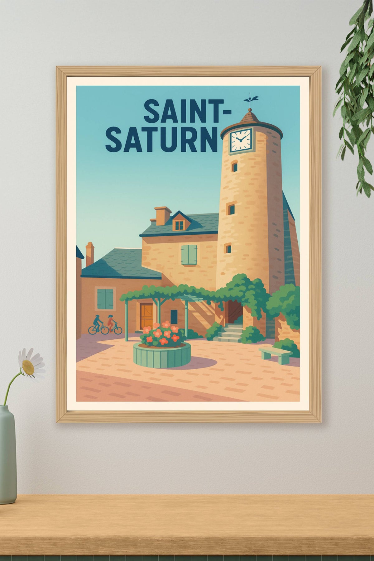 Affiche Saint-Saturnin — Charme et sérénité au cœur du village · poster d'art de Saint-Saturnin