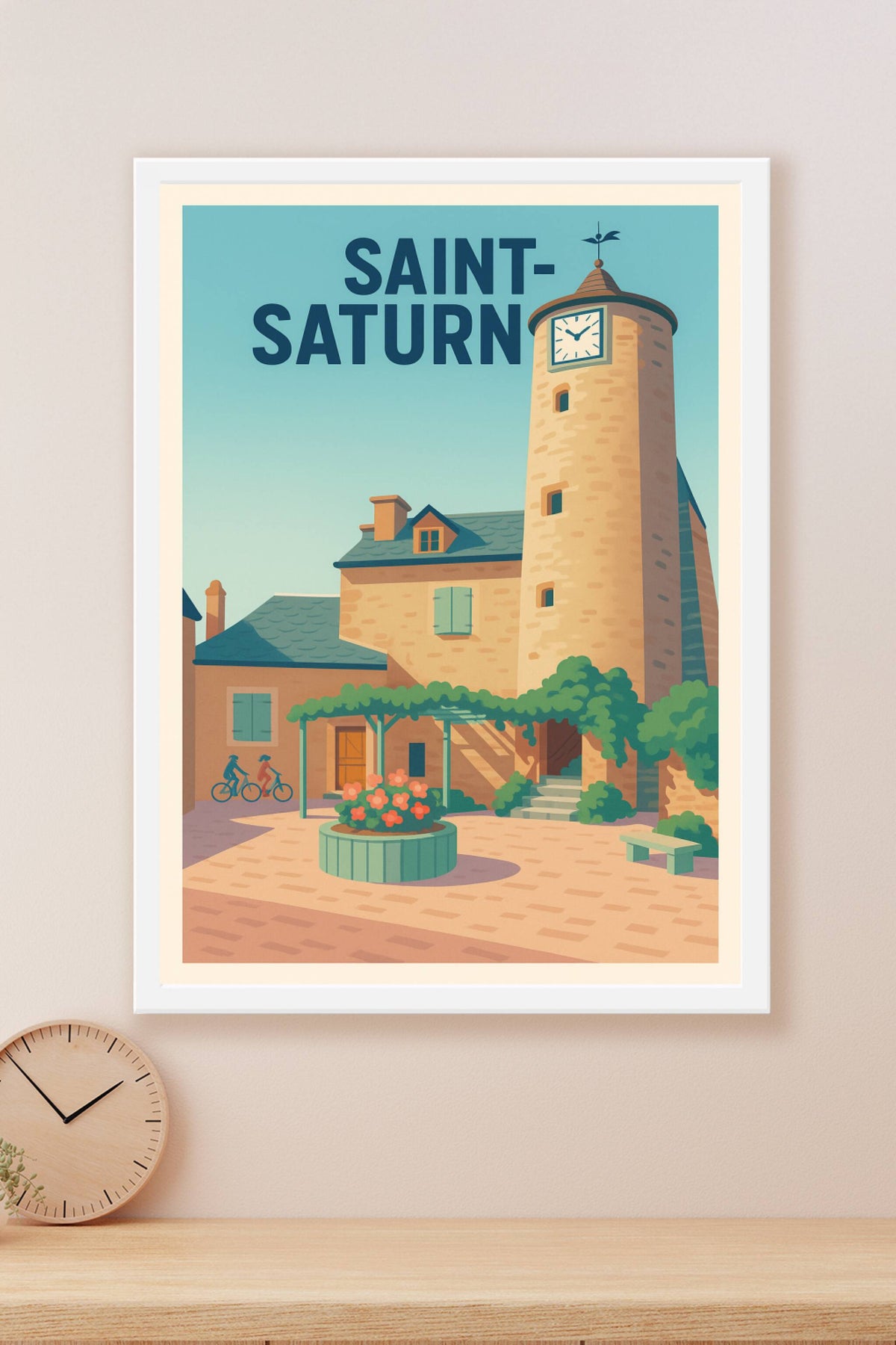 Affiche Saint-Saturnin — Charme et sérénité au cœur du village · poster d'art de Saint-Saturnin