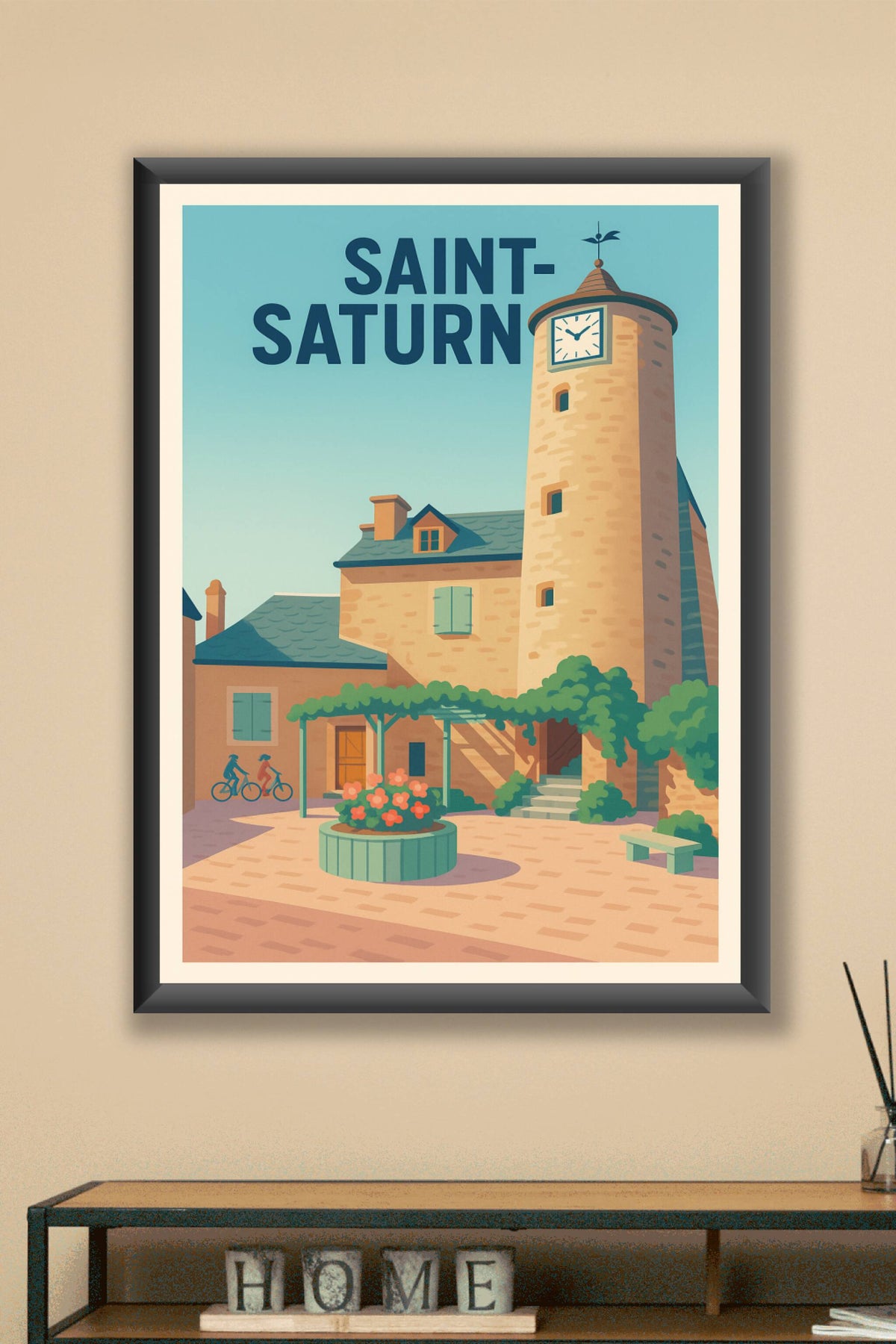 Affiche Saint-Saturnin — Charme et sérénité au cœur du village · poster d'art de Saint-Saturnin