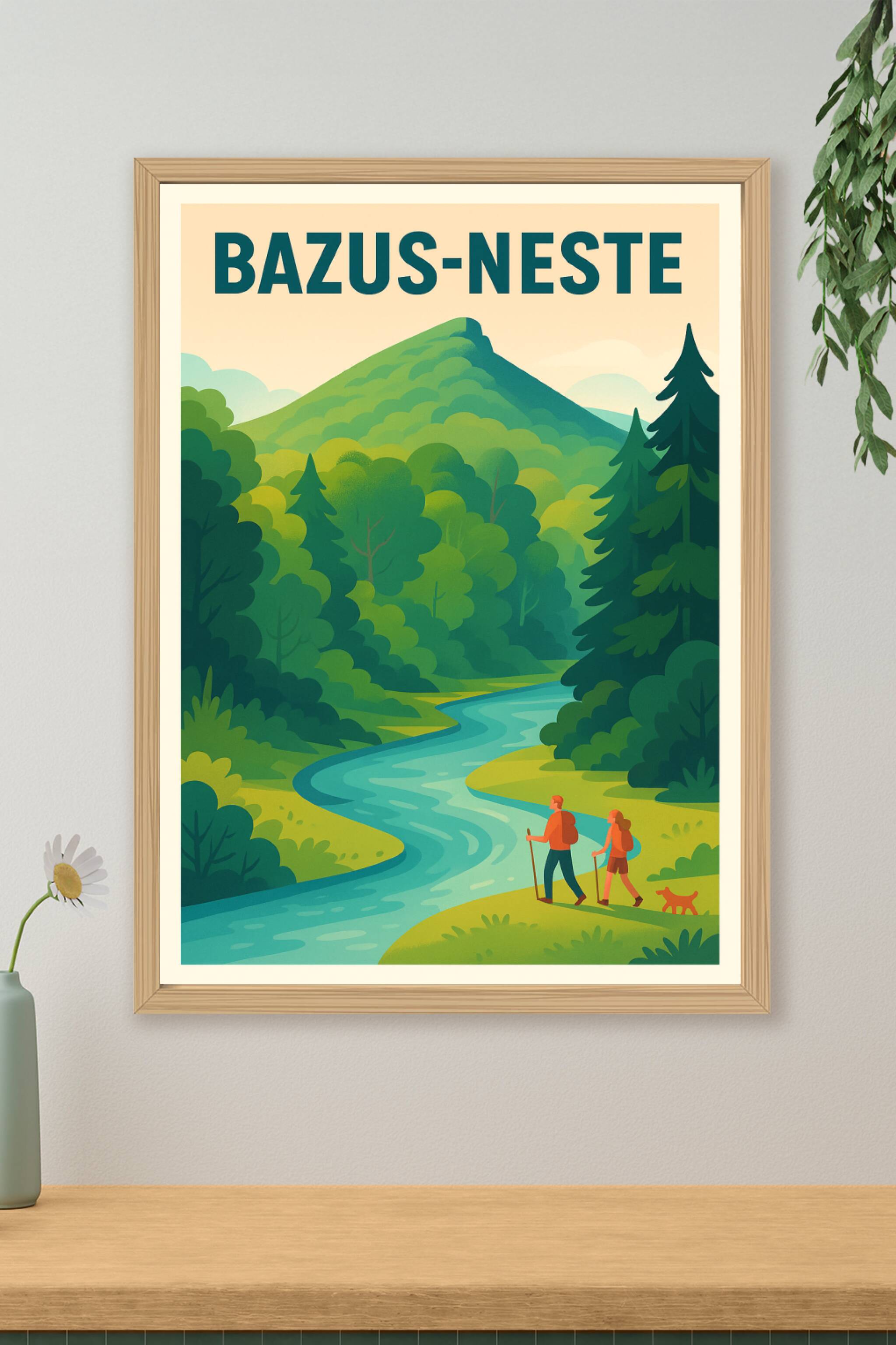 Affiche de Bazus-Neste - Invitation à la randonnée en pleine nature
