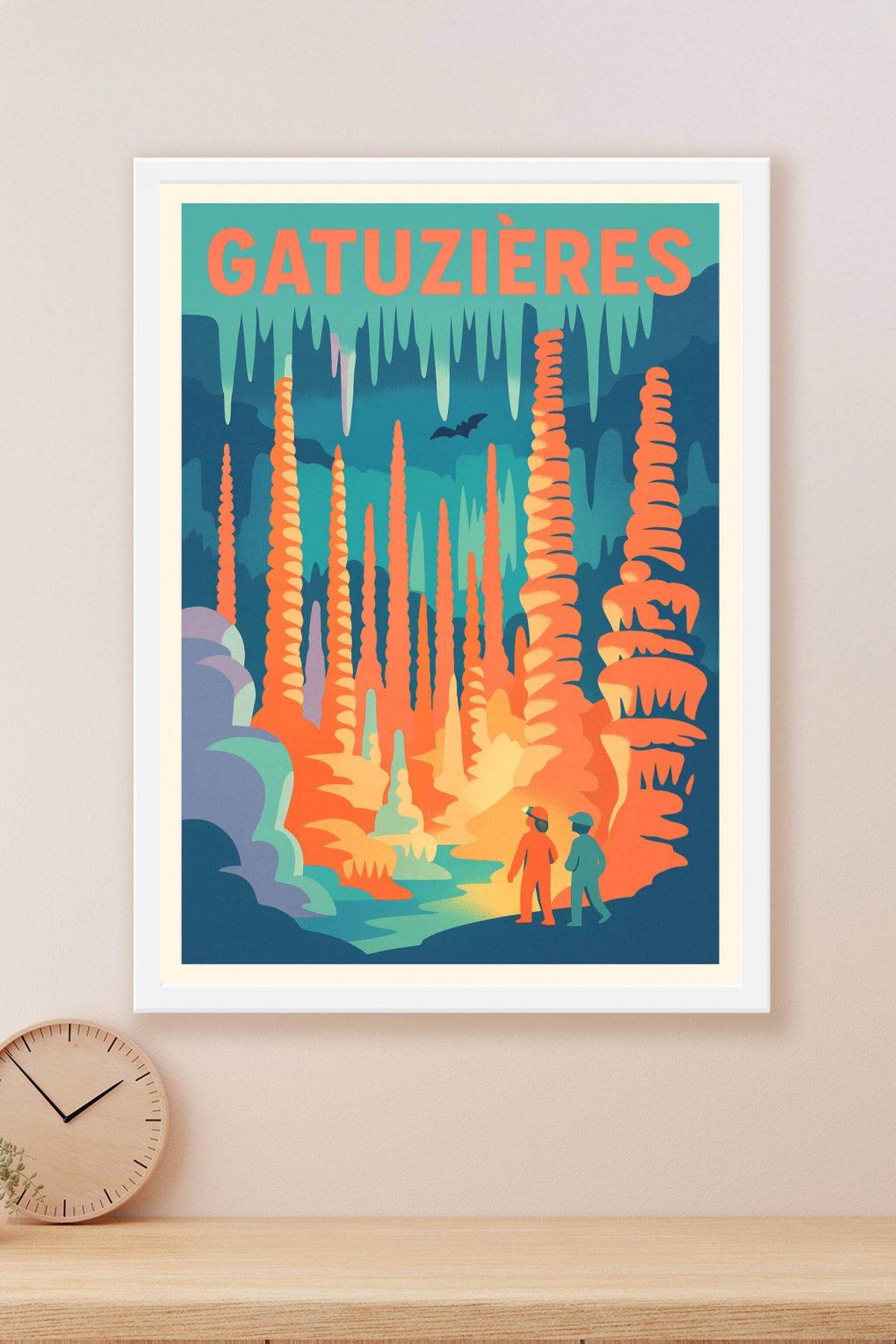Affiche Gatuzières — Exploration lumineuse des grottes mystérieuses · poster d'art de Gatuzières