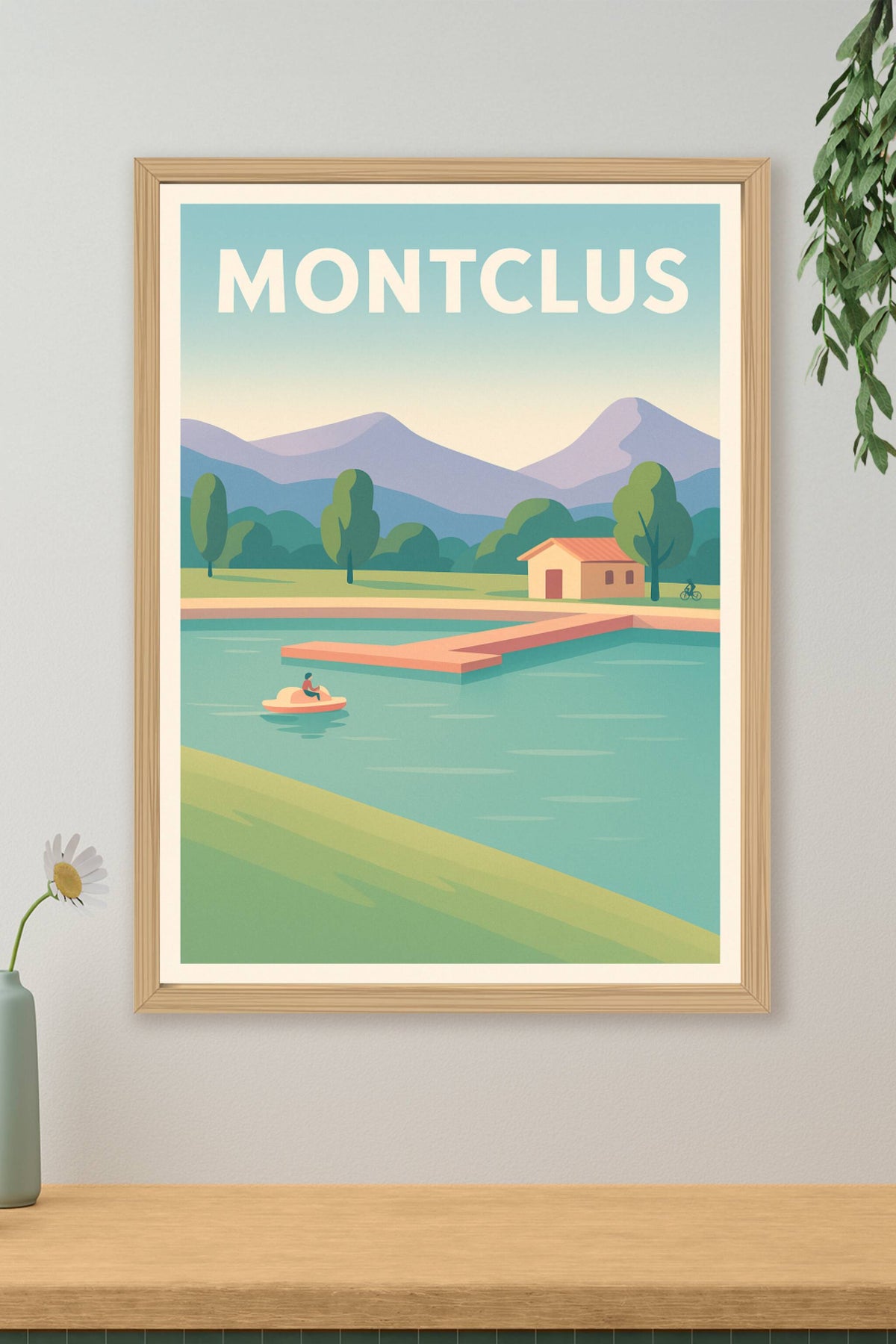 Affiche Montclus — Escapade paisible au bord de l'eau · poster d'art de Montclus