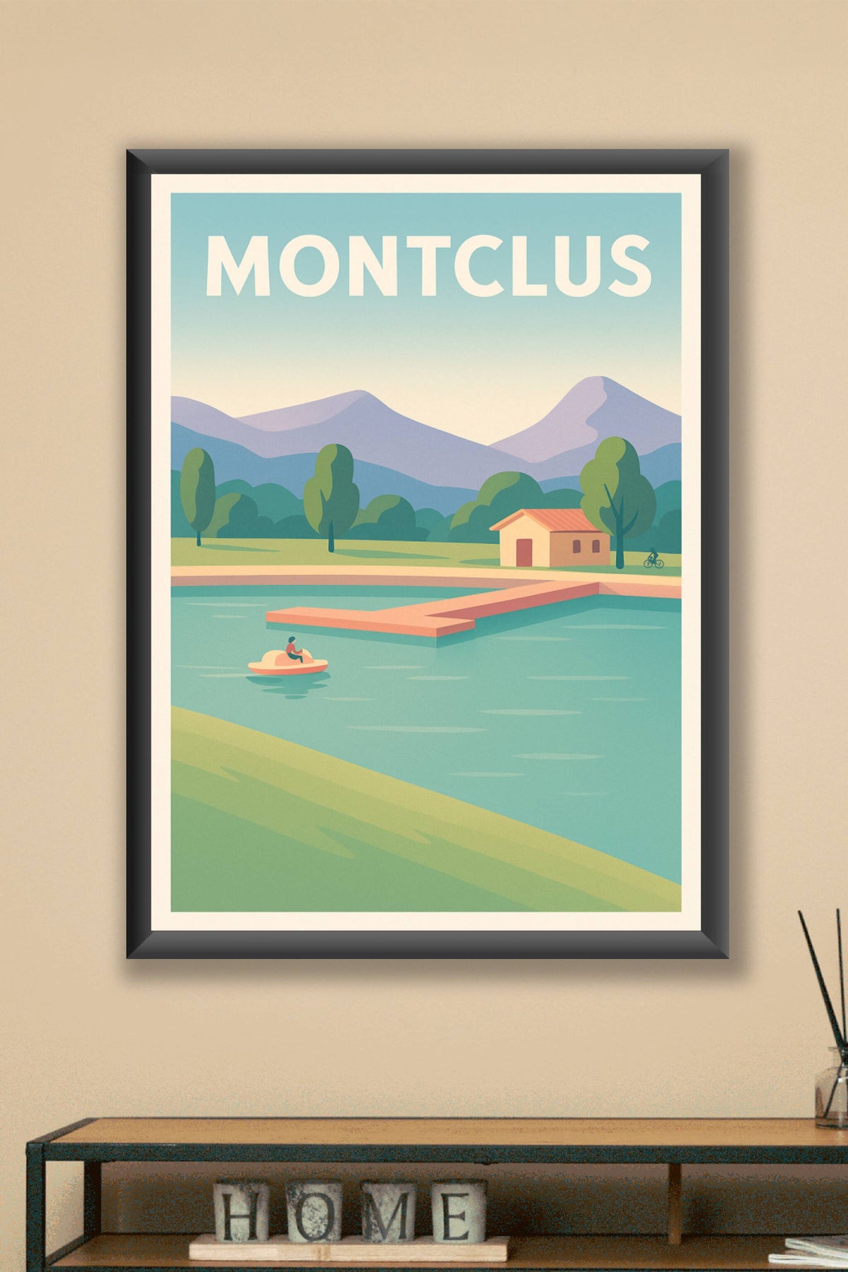Affiche Montclus — Escapade paisible au bord de l'eau · poster d'art de Montclus