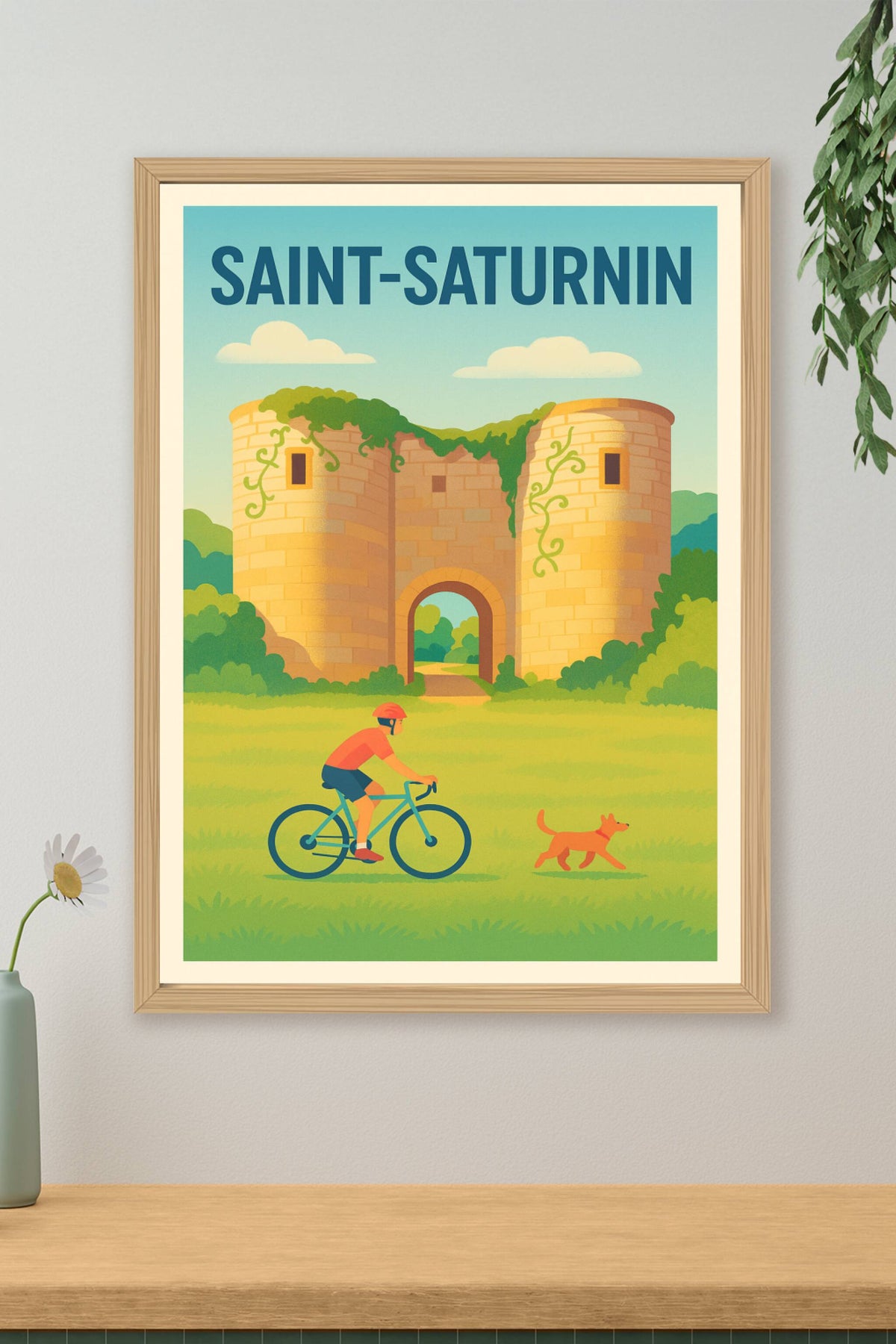Affiche Saint-Saturnin — Nature et patrimoine à vélo · poster d'art de Saint-Saturnin