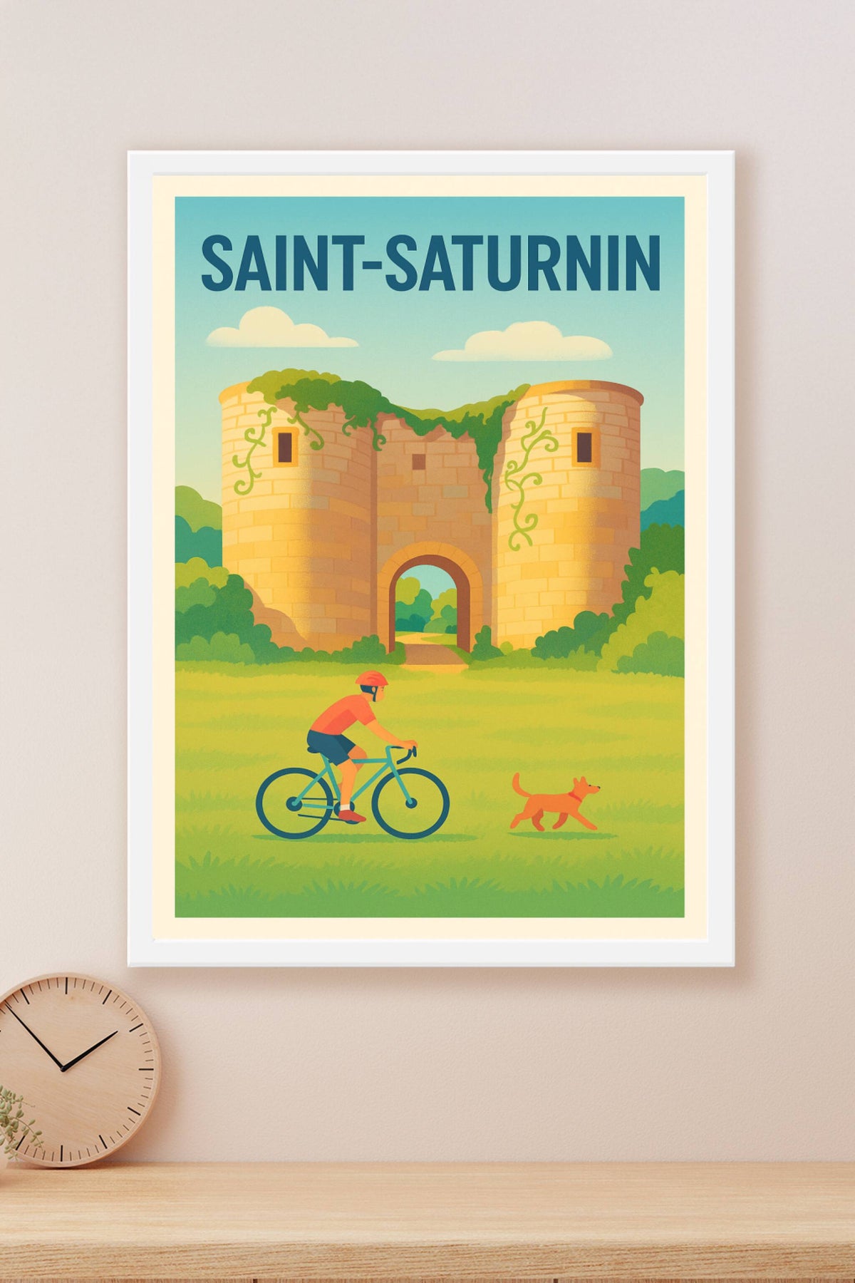 Affiche Saint-Saturnin — Nature et patrimoine à vélo · poster d'art de Saint-Saturnin