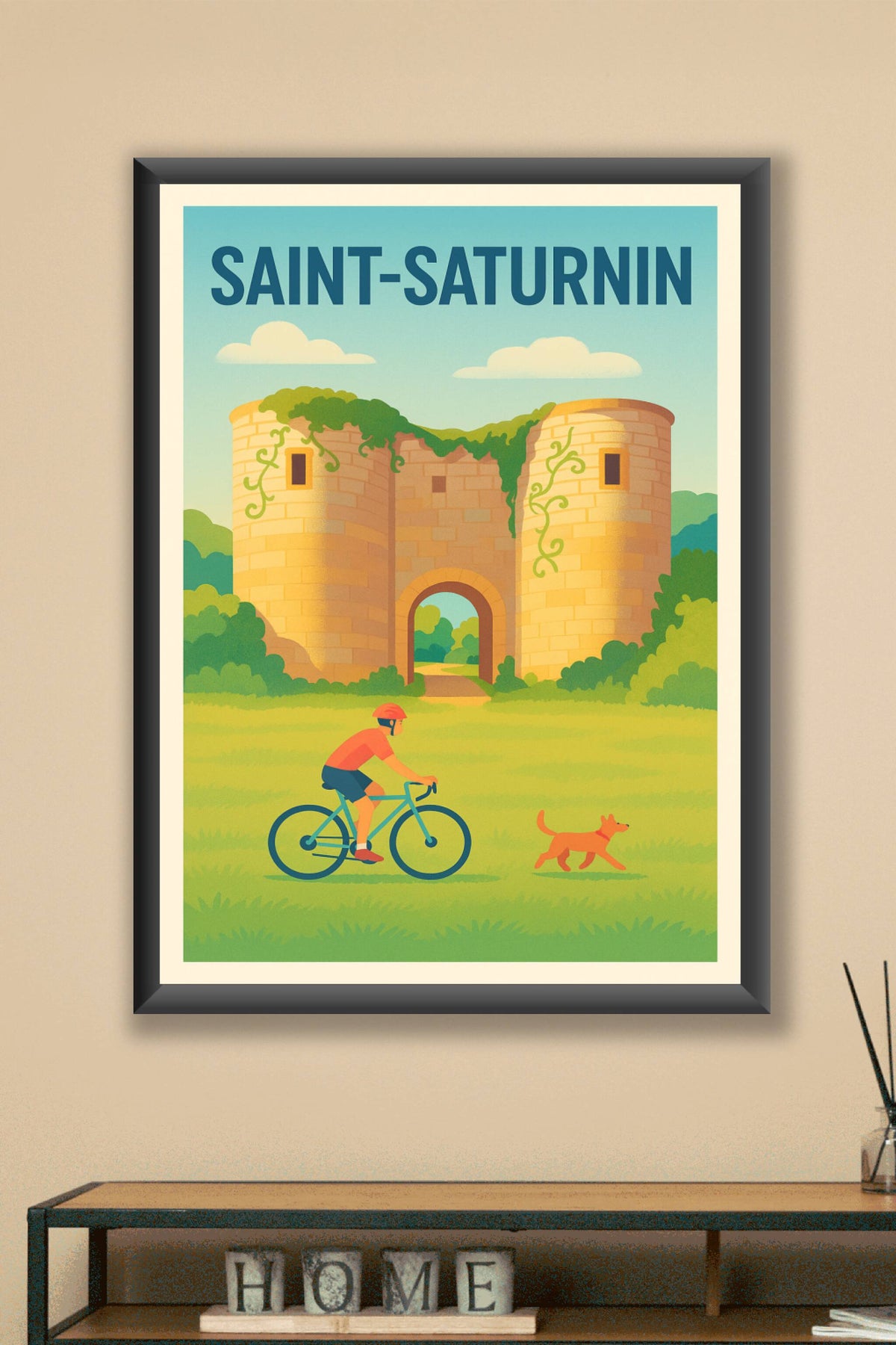 Affiche Saint-Saturnin — Nature et patrimoine à vélo · poster d'art de Saint-Saturnin