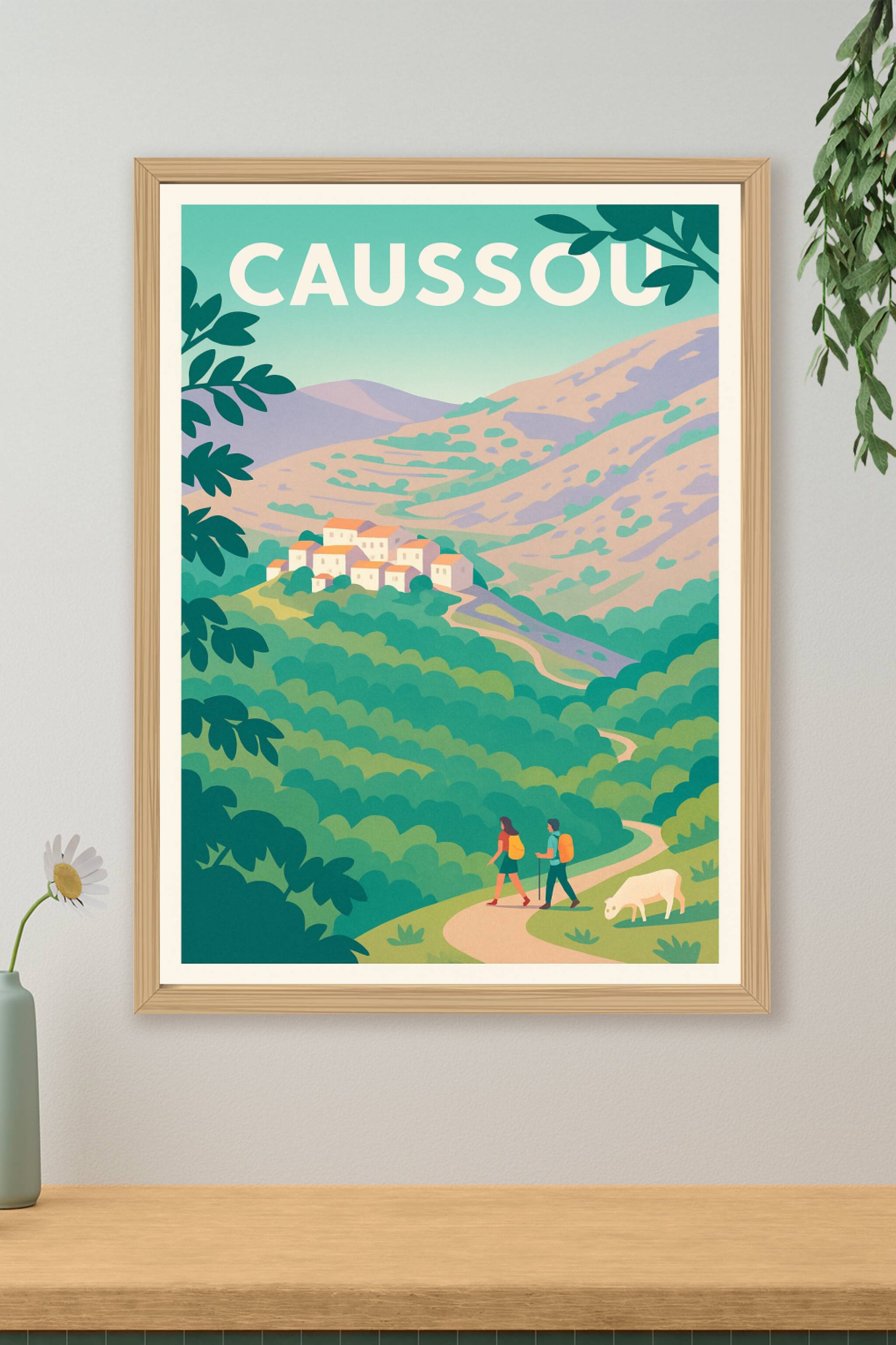 Affiche Caussou — Invitation à la randonnée en nature · poster d'art de Caussou