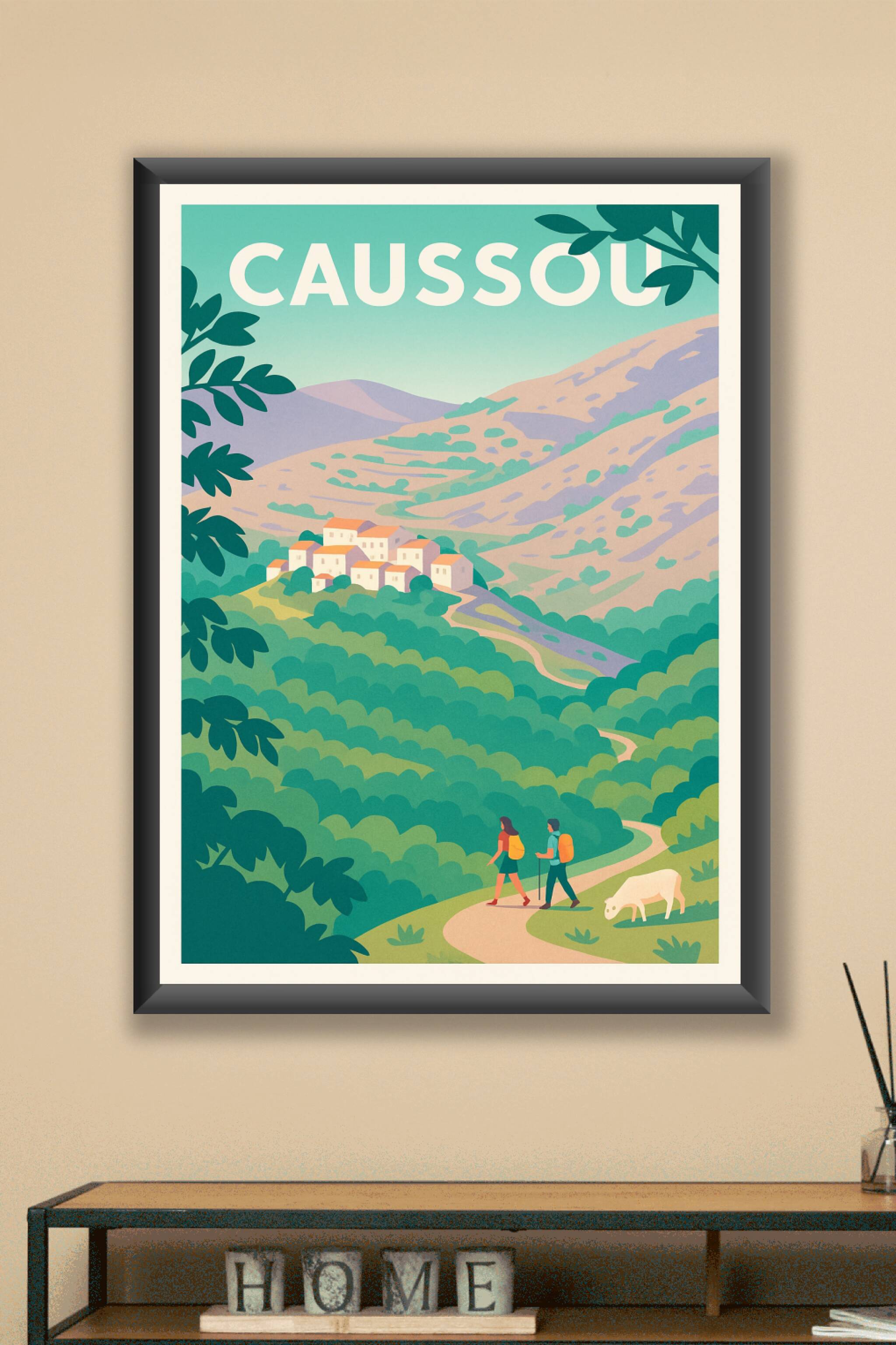 Affiche Caussou — Invitation à la randonnée en nature · poster d'art de Caussou