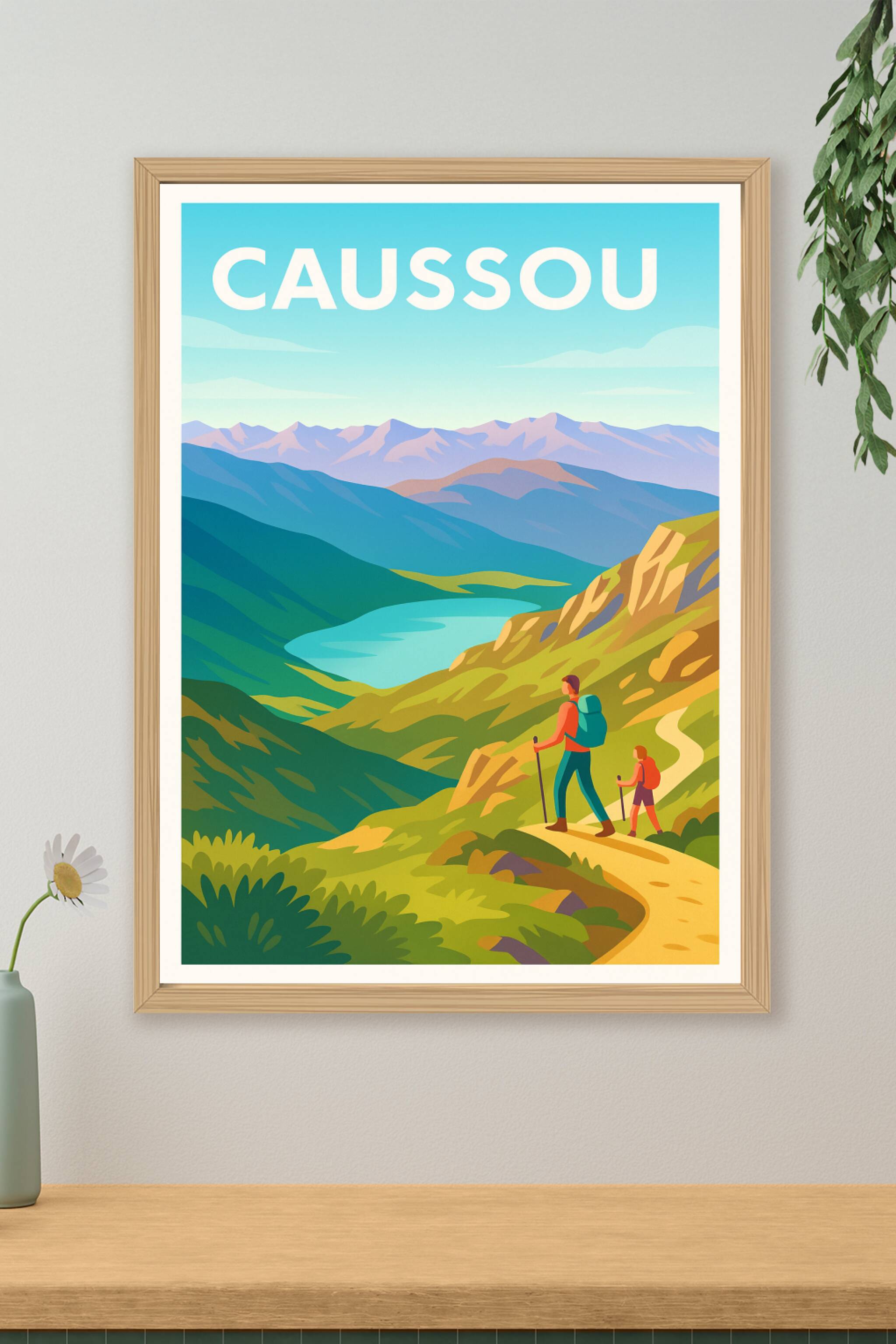 Affiche Caussou — Évasion et randonnée en montagne · poster d'art de Caussou