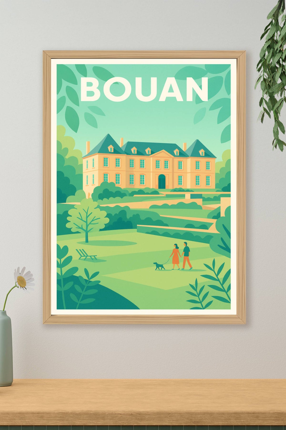 Affiche Bouan — Promenade paisible au cœur du domaine · poster d'art de Bouan