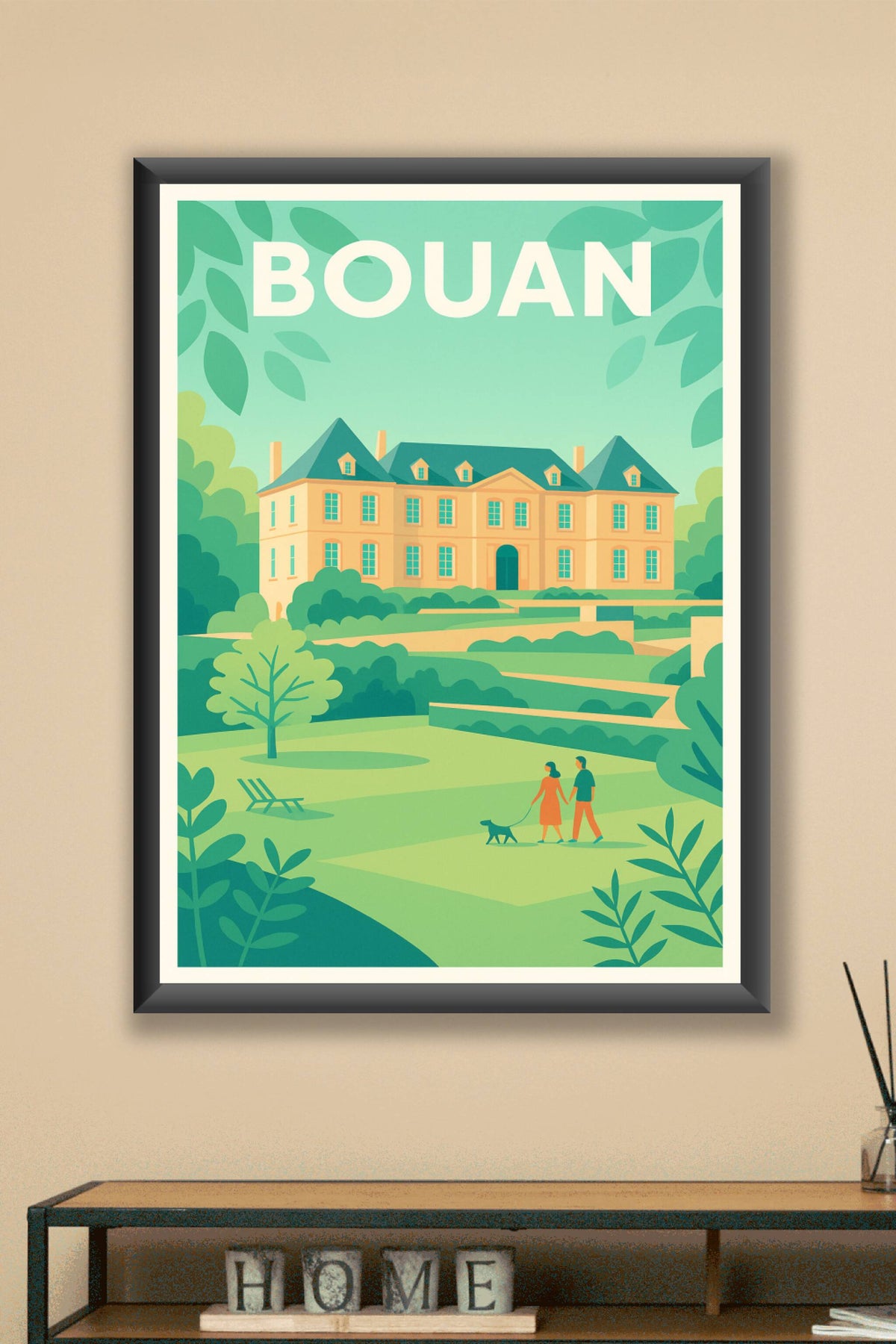 Affiche Bouan — Promenade paisible au cœur du domaine · poster d'art de Bouan