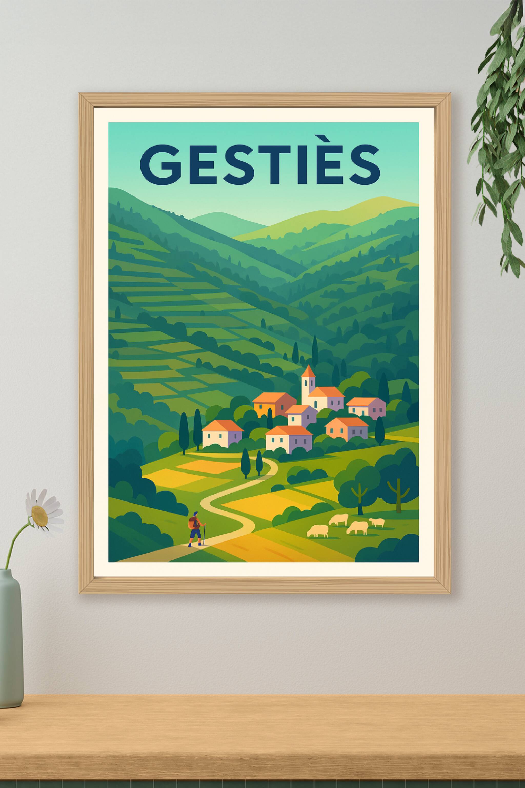 Affiche de Gestiès - La quiétude des villages de montagne