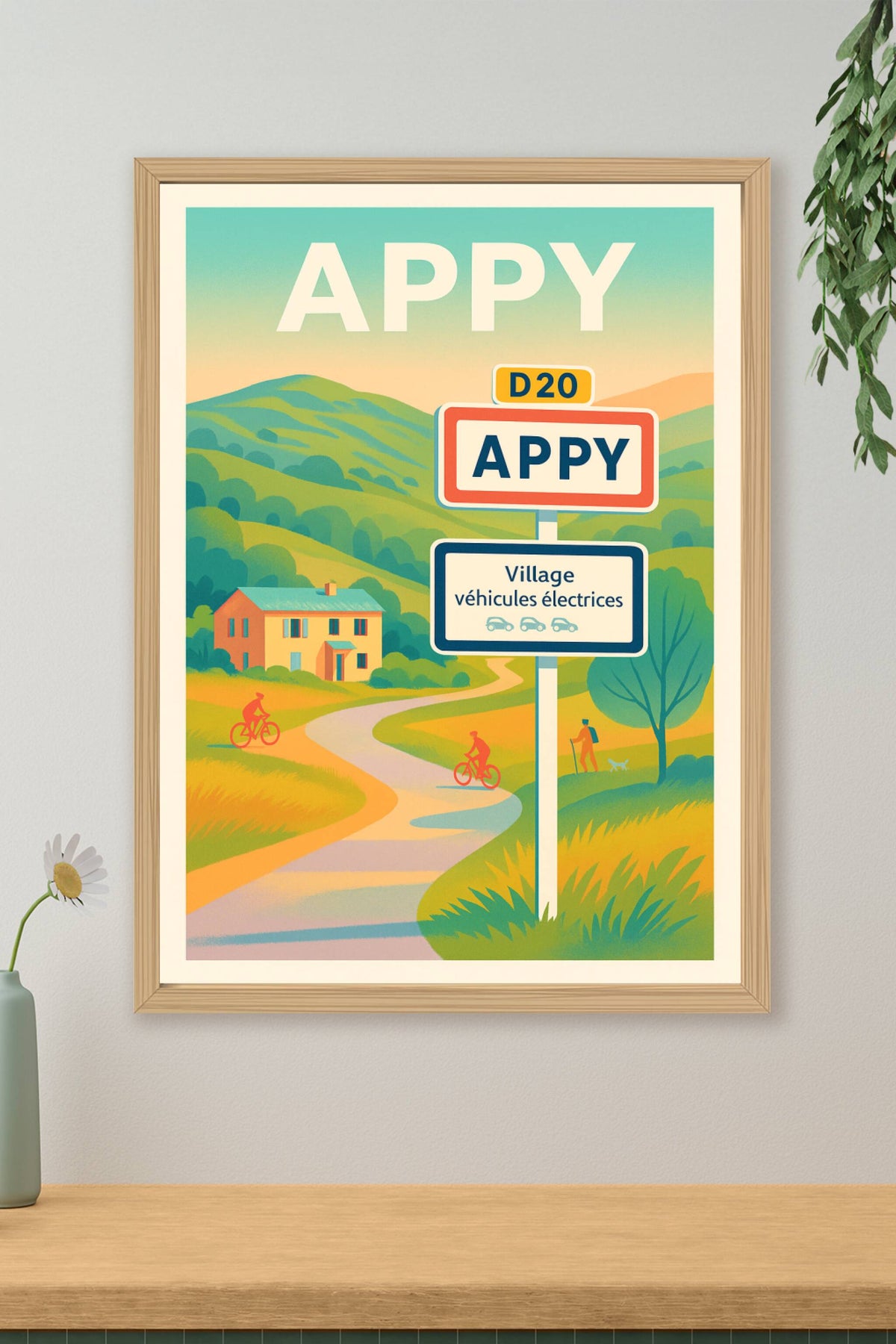 Affiche Appy — Village électrique en harmonie avec la nature · poster d'art de Appy