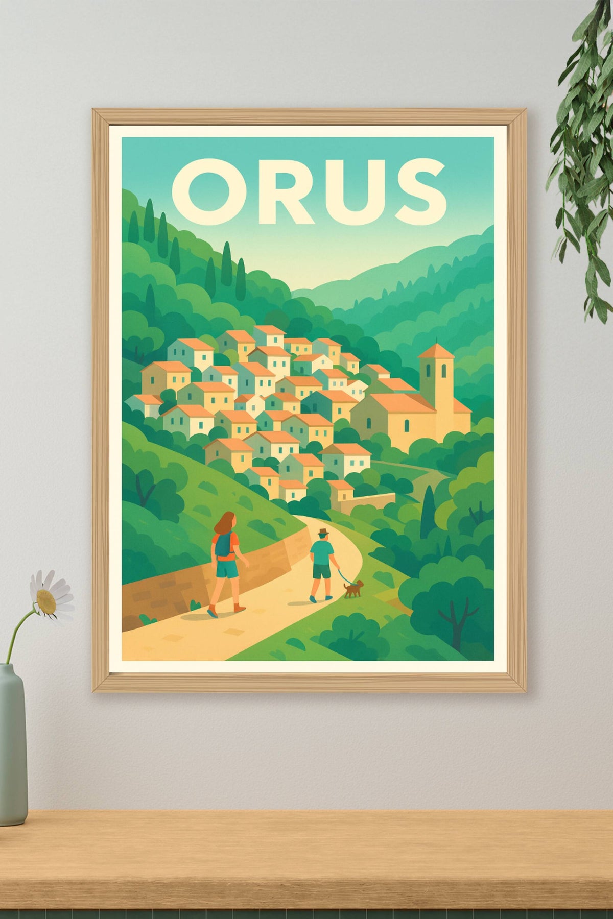 Affiche Orus — Village paisible niché dans les montagnes · poster d'art de Orus