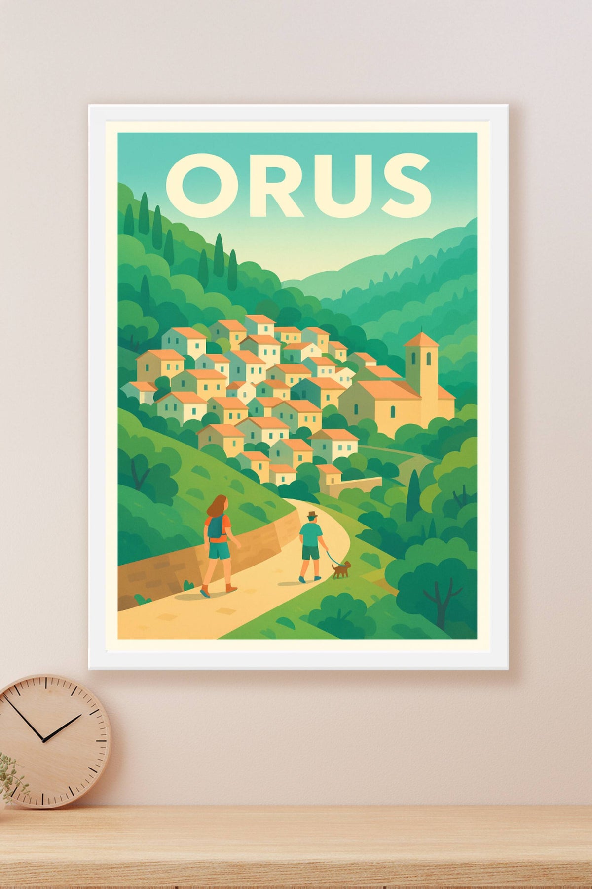 Affiche Orus — Village paisible niché dans les montagnes · poster d'art de Orus