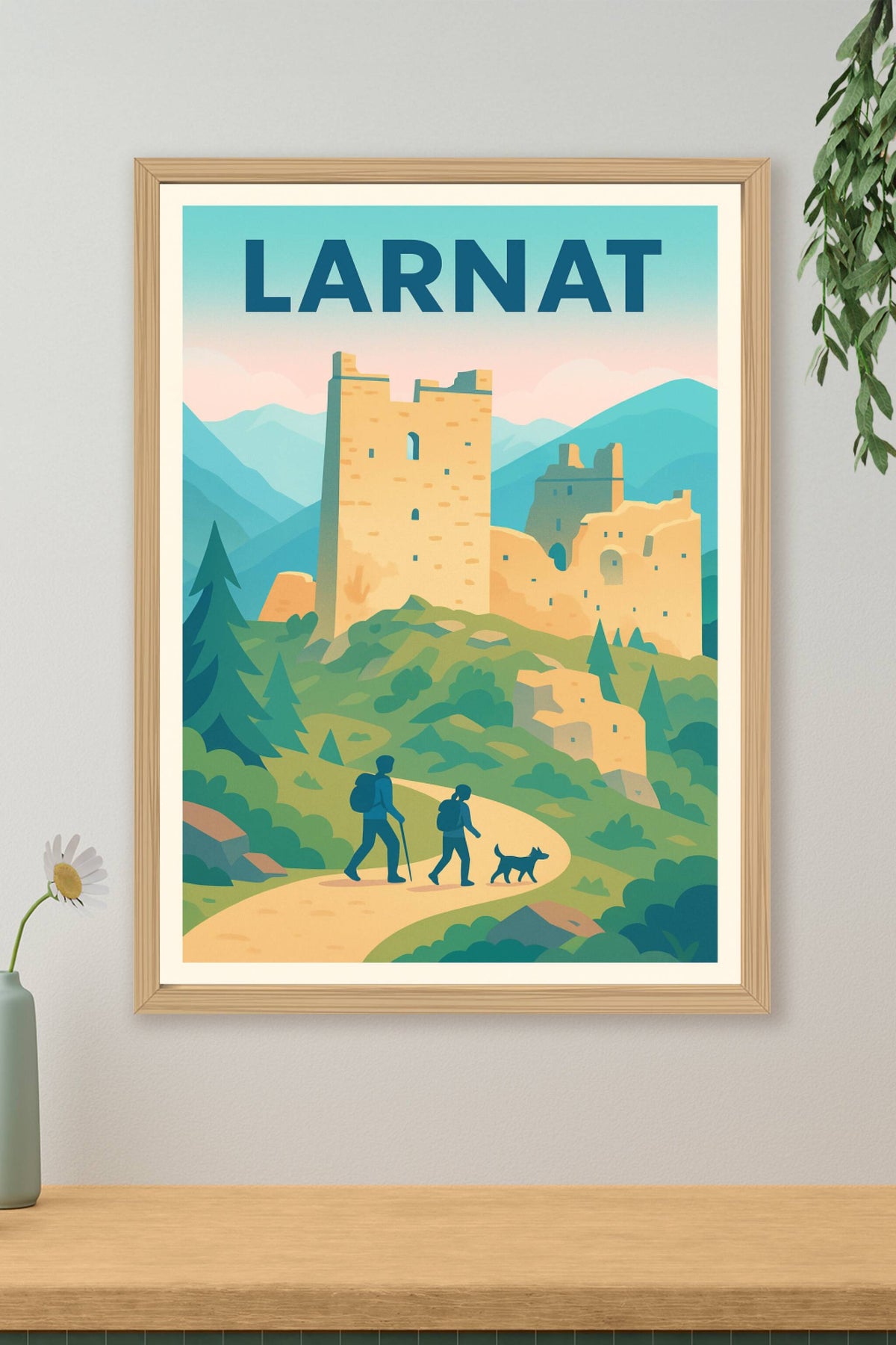 Affiche Larnat — Randonnée et patrimoine en pleine nature · poster d'art de Larnat