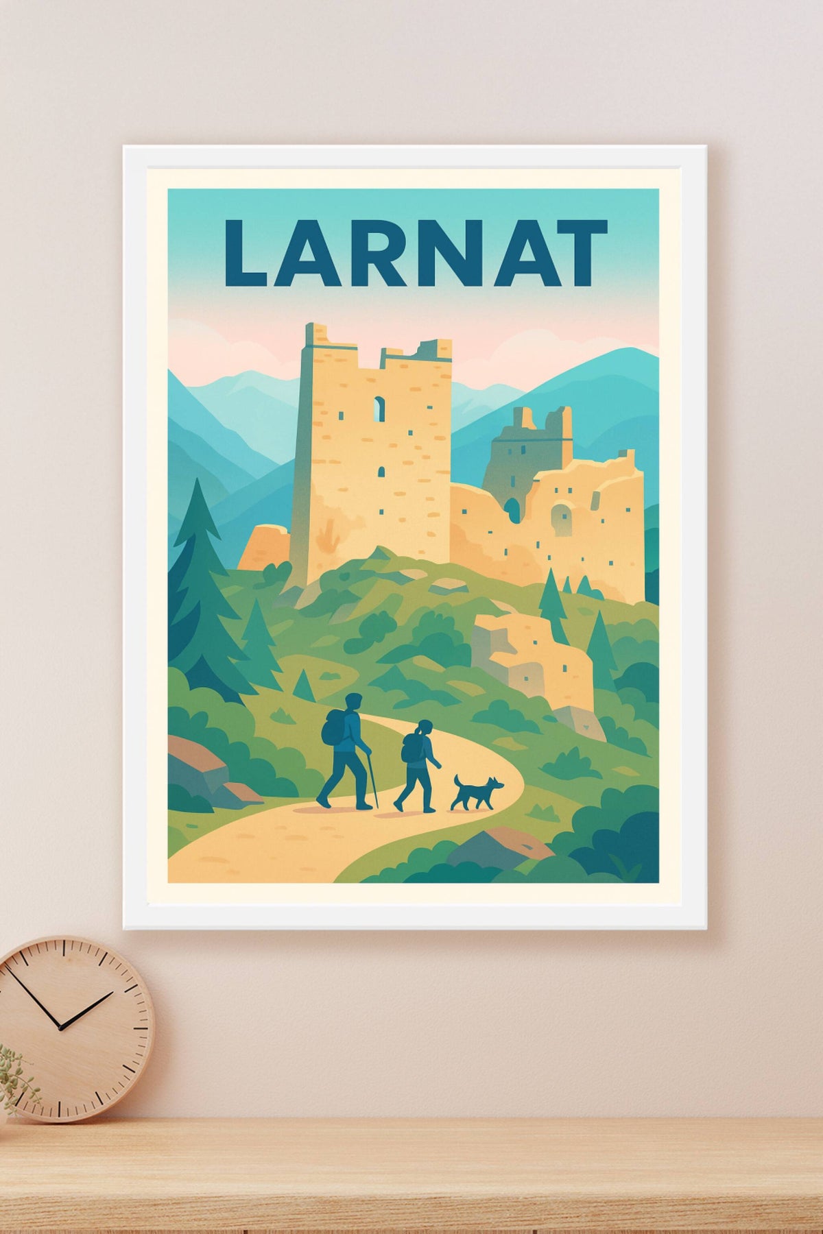 Affiche Larnat — Randonnée et patrimoine en pleine nature · poster d'art de Larnat