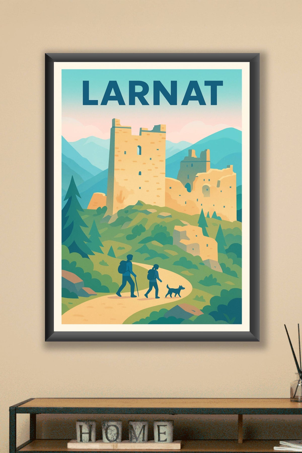 Affiche Larnat — Randonnée et patrimoine en pleine nature · poster d'art de Larnat