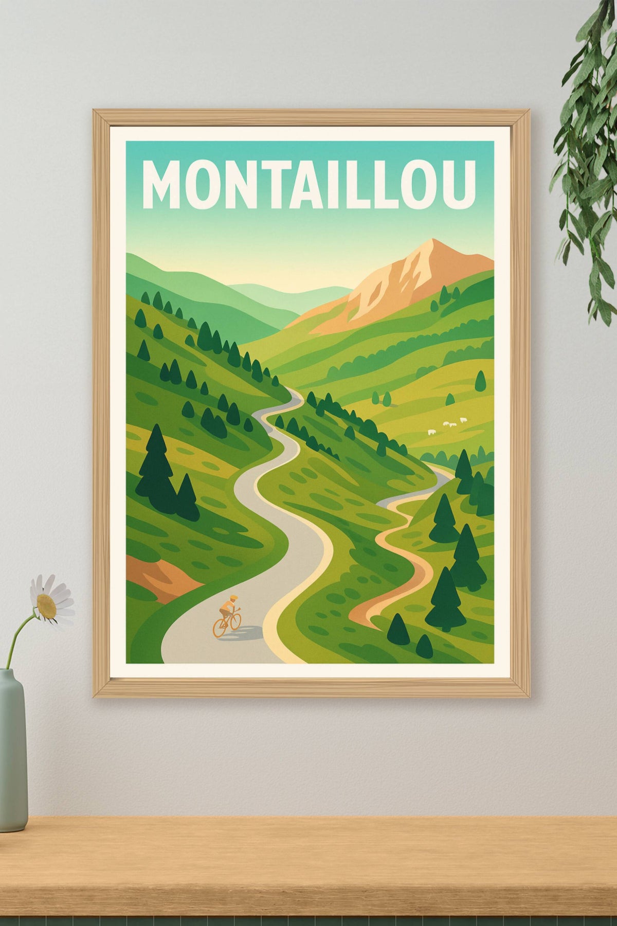 Affiche Montaillou — Escapade à vélo en pleine nature · poster d'art de Montaillou